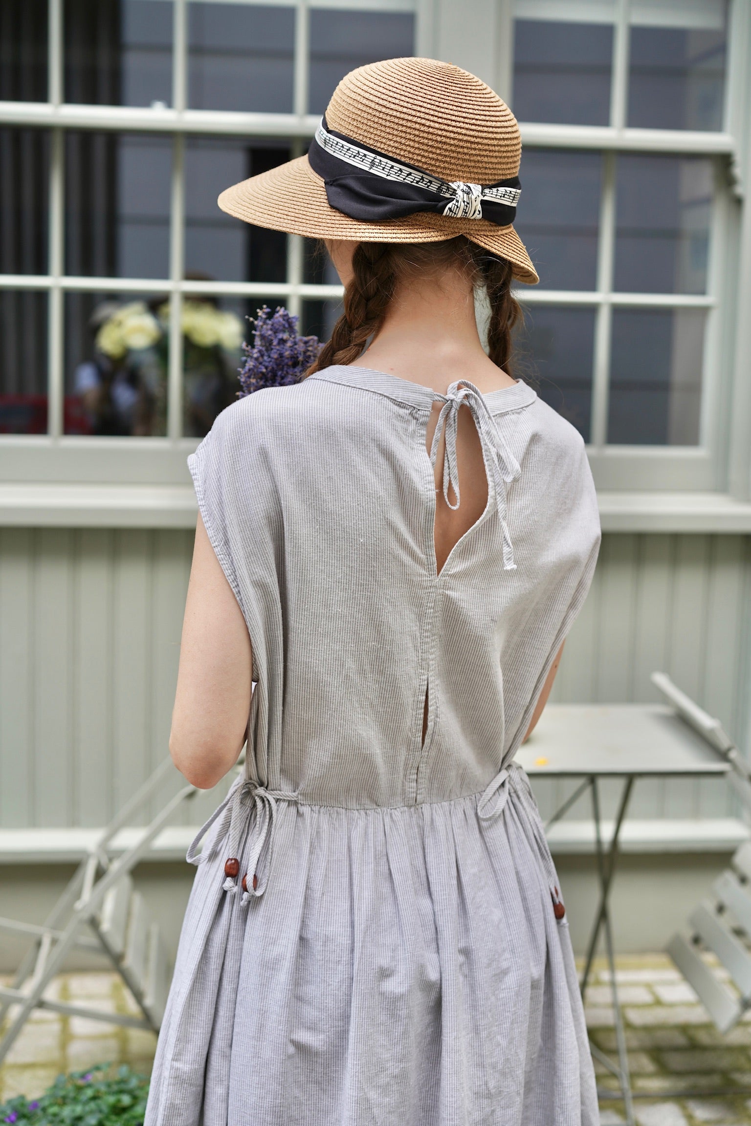 Edwardian Linen Lace Dress (Blue)