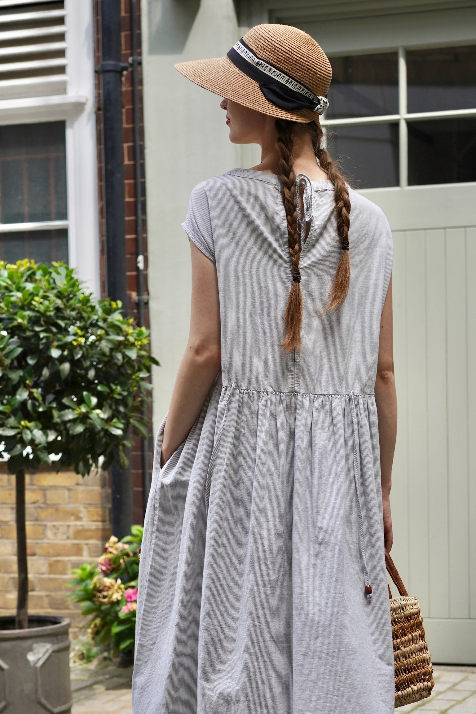 Edwardian Linen Lace Dress (Blue)