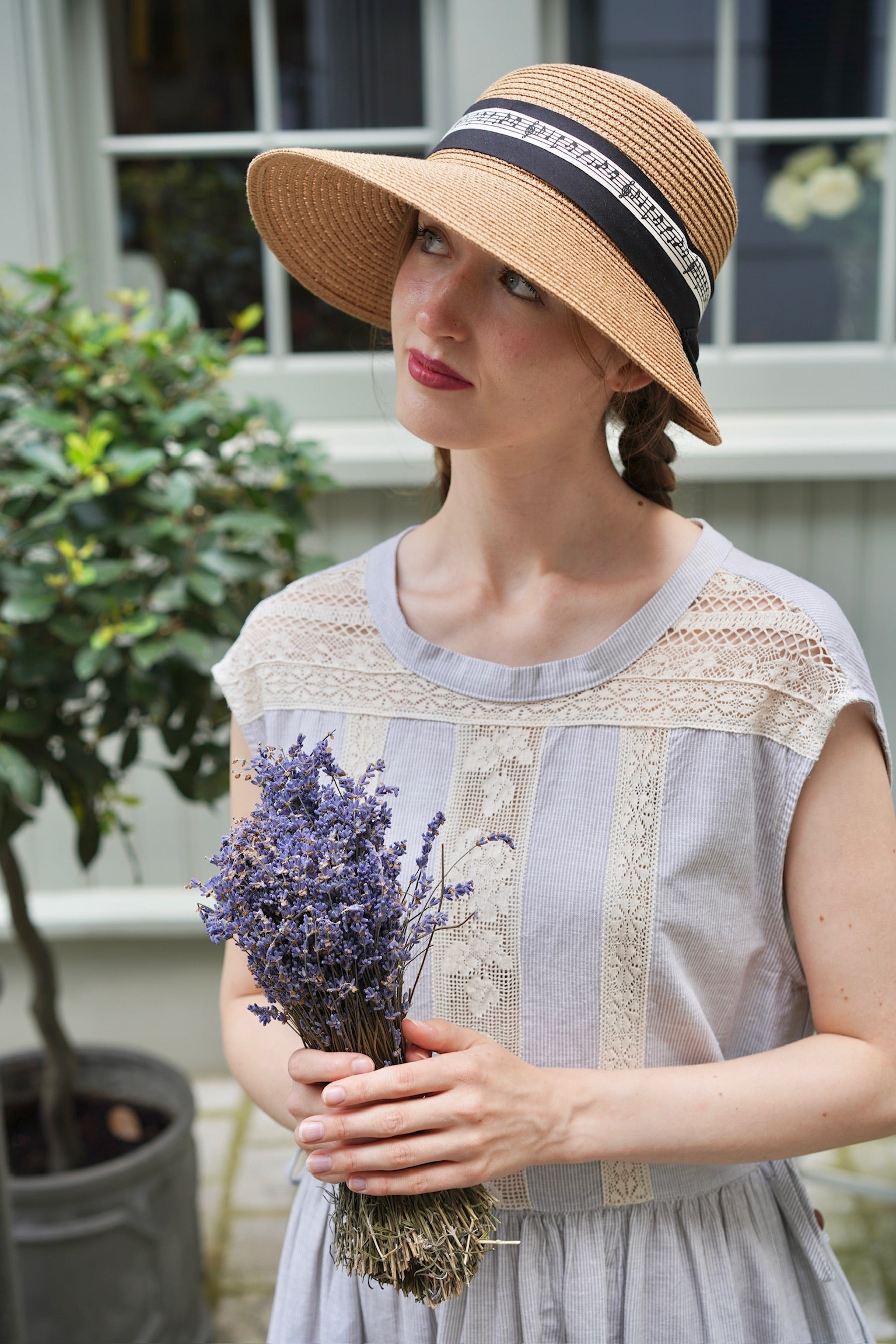 Edwardian Linen Lace Dress (Blue)