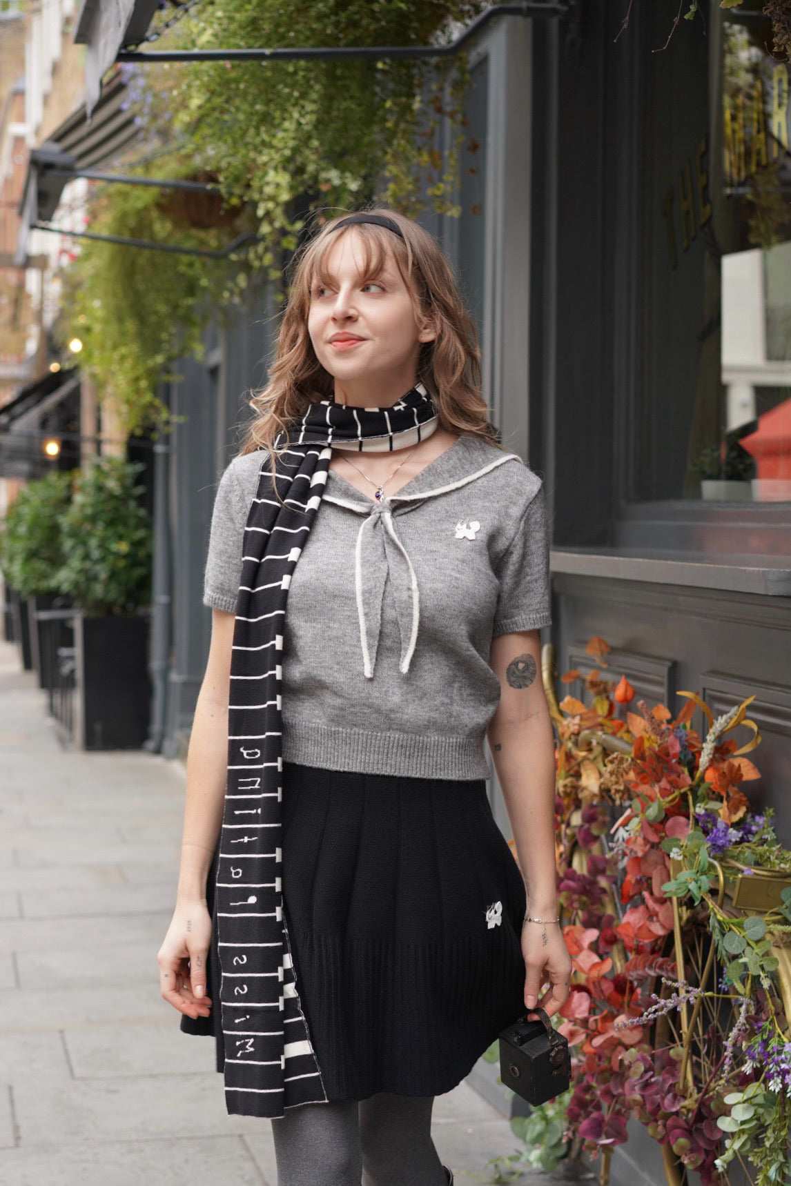 1930 Sailor Kitty Knit Top (Grey)