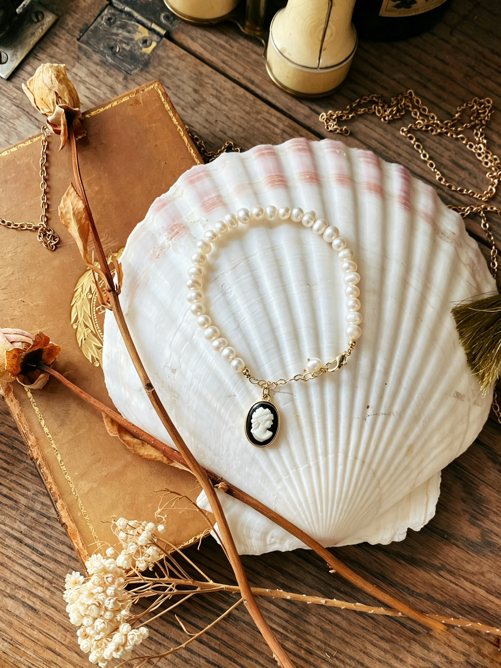 Victoria Cameo Pearl Bracelet