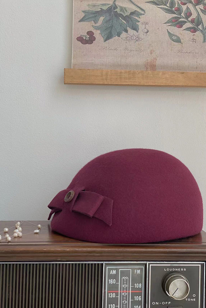 Grace Pillbox Hat (Wine Red)