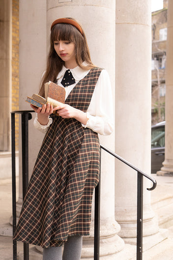GINA - MIDI PINAFORE DRESS - COCOA