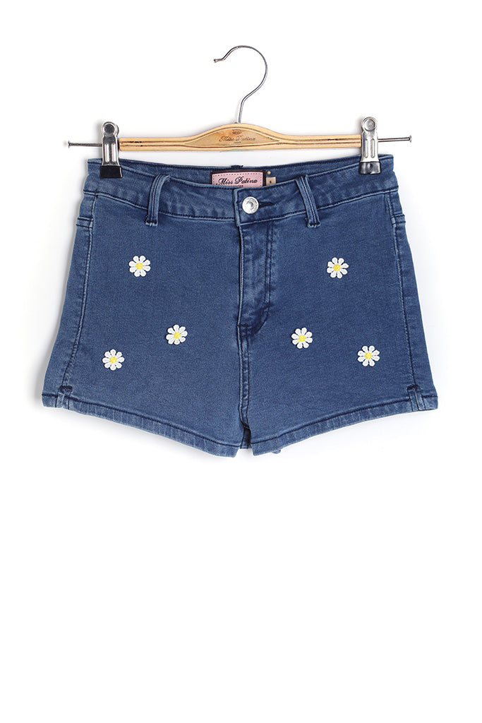 Daisy Nylon Shorts -Light Blue