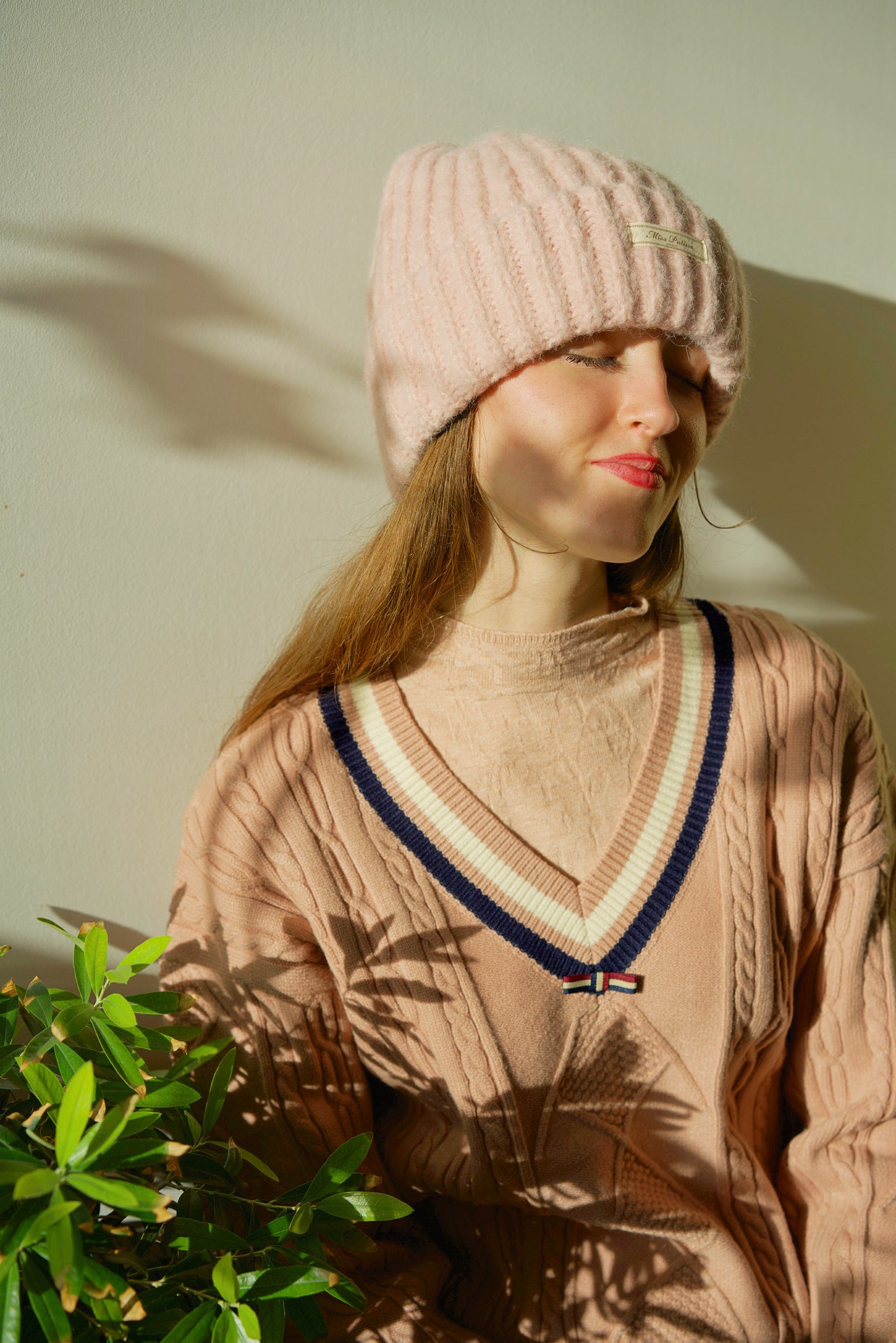 Cosy Cloud Knit Hat (Pale Pink)