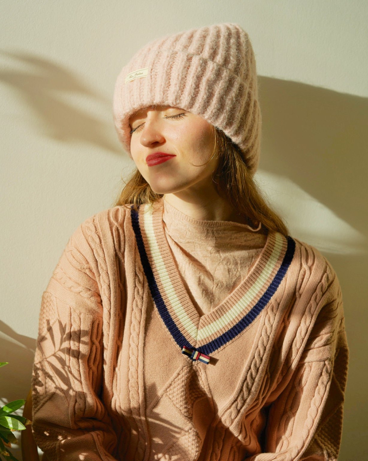 Cosy Cloud Knit Hat (Pale Pink)