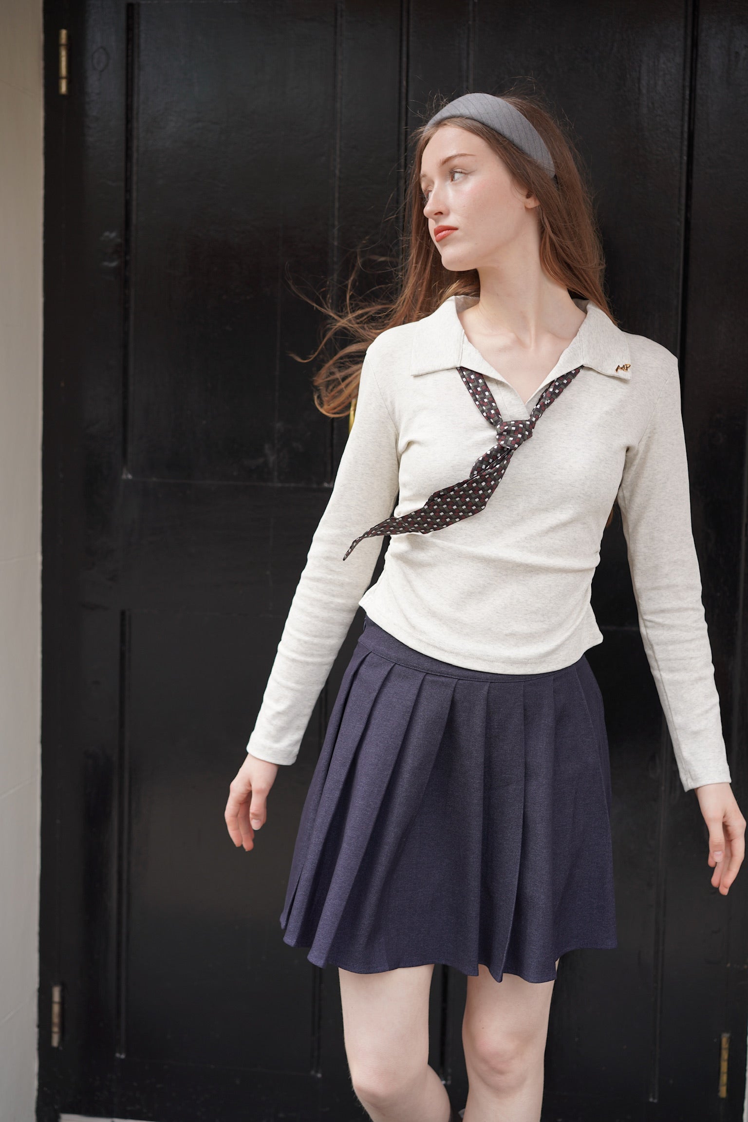 90s Tie Preppy Top