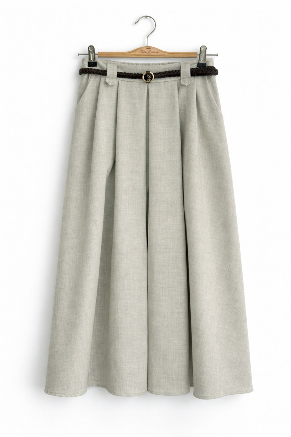 Academy Belted Midi Skirt (Mint)