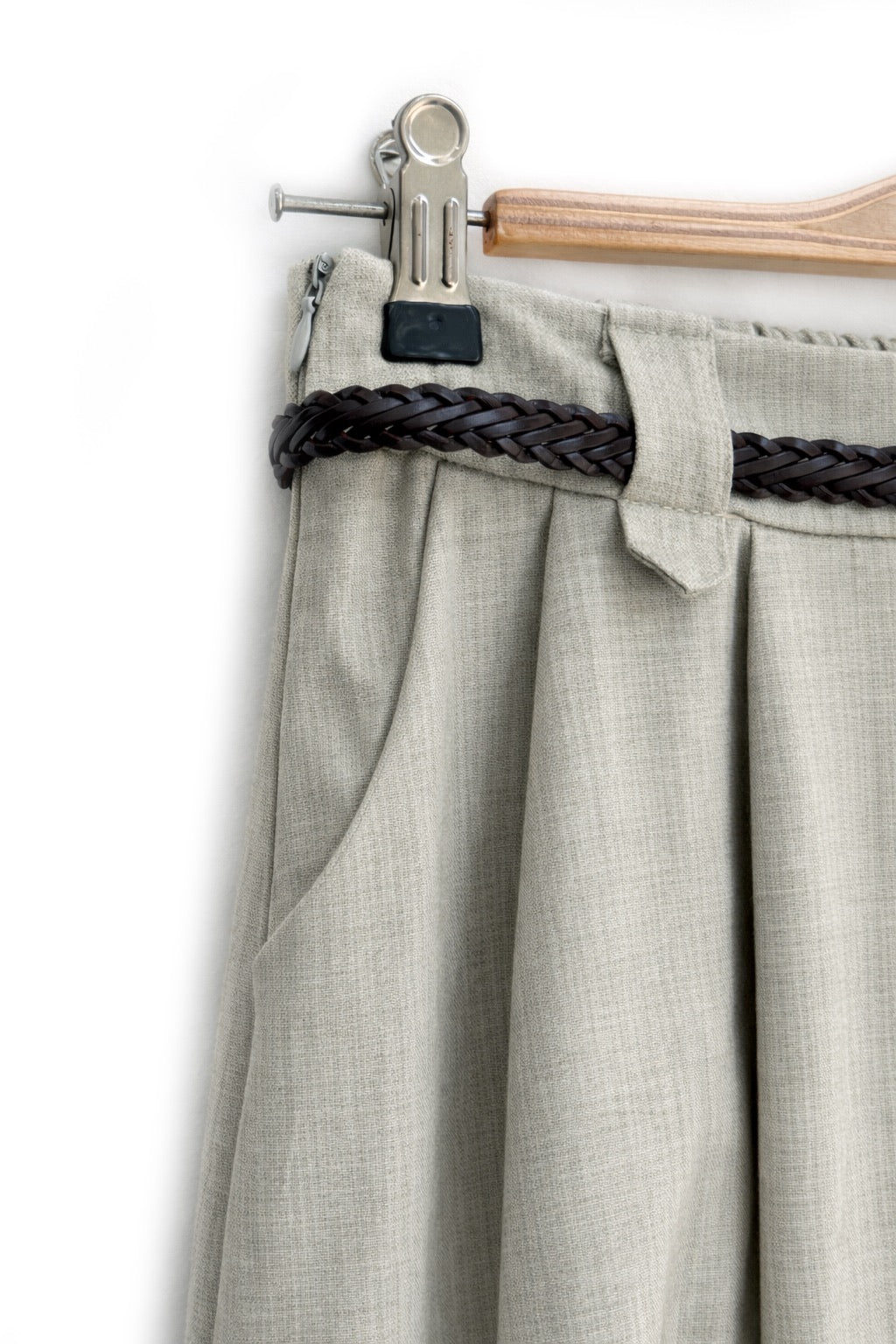 Academy Belted Midi Skirt (Mint)