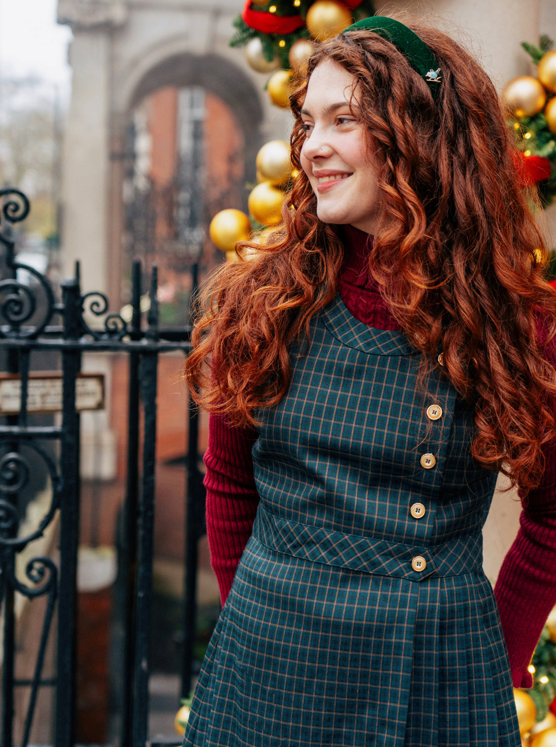 Miss Patina Ladies Tartan Pinafore Dress Adeline Pinafore (Green Check) Miss Patina Ladies Tartan Pinafore Dress Adeline Pinafore (Green Check)