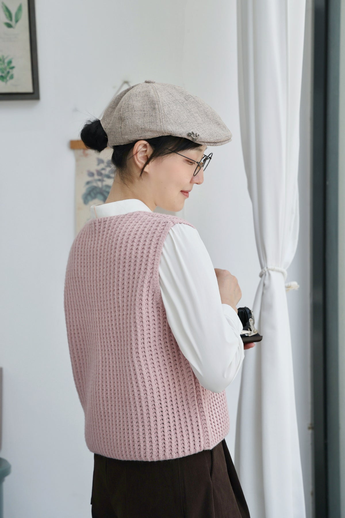 Alpine Cottage Knit Vest (Dusty Pink)