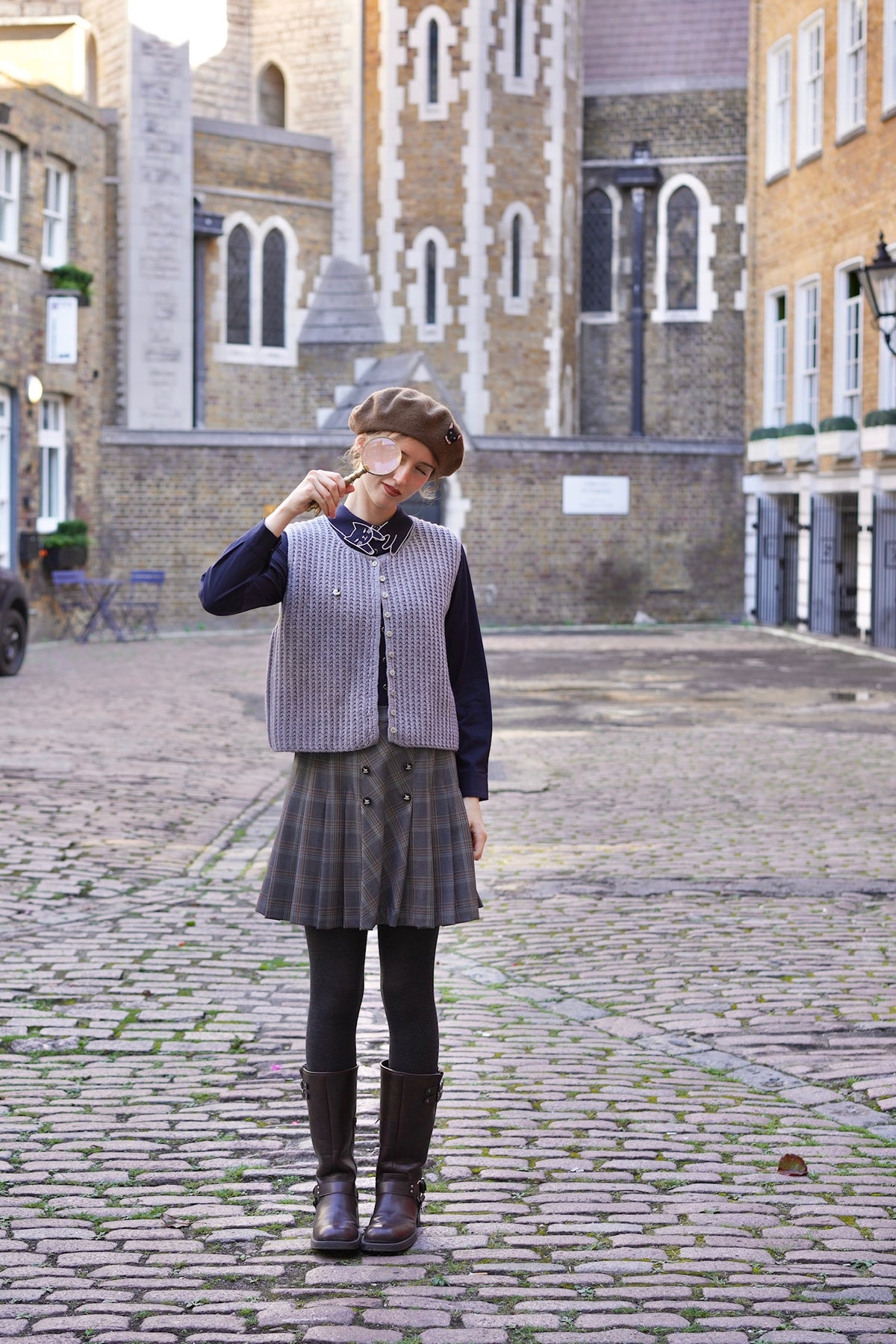 Alpine Cottage Knit Vest (Grey)