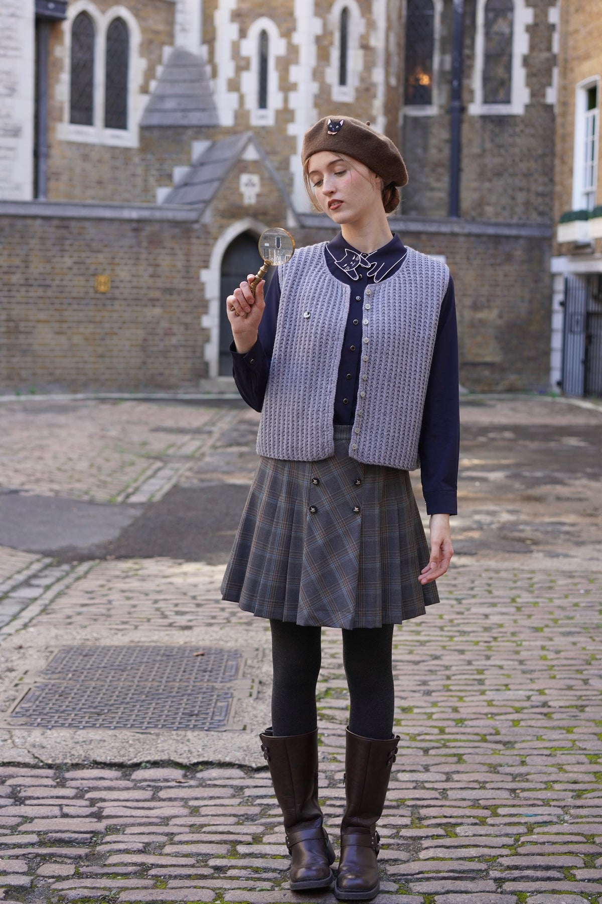 Alpine Cottage Knit Vest (Grey)