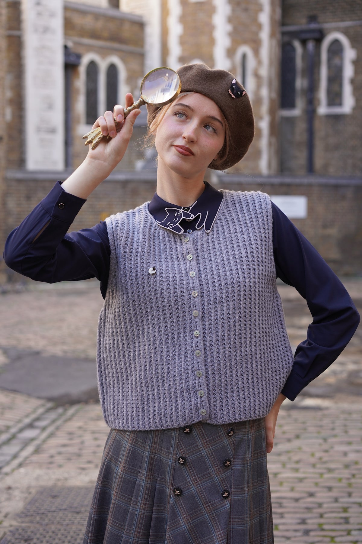 Alpine Cottage Knit Vest (Grey)