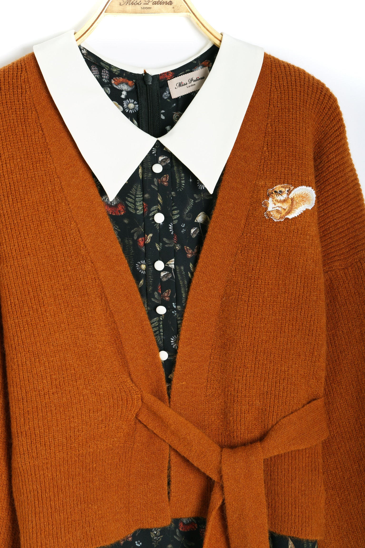 Autumn Squirrel Wrap Cardigan (Pumpkin)