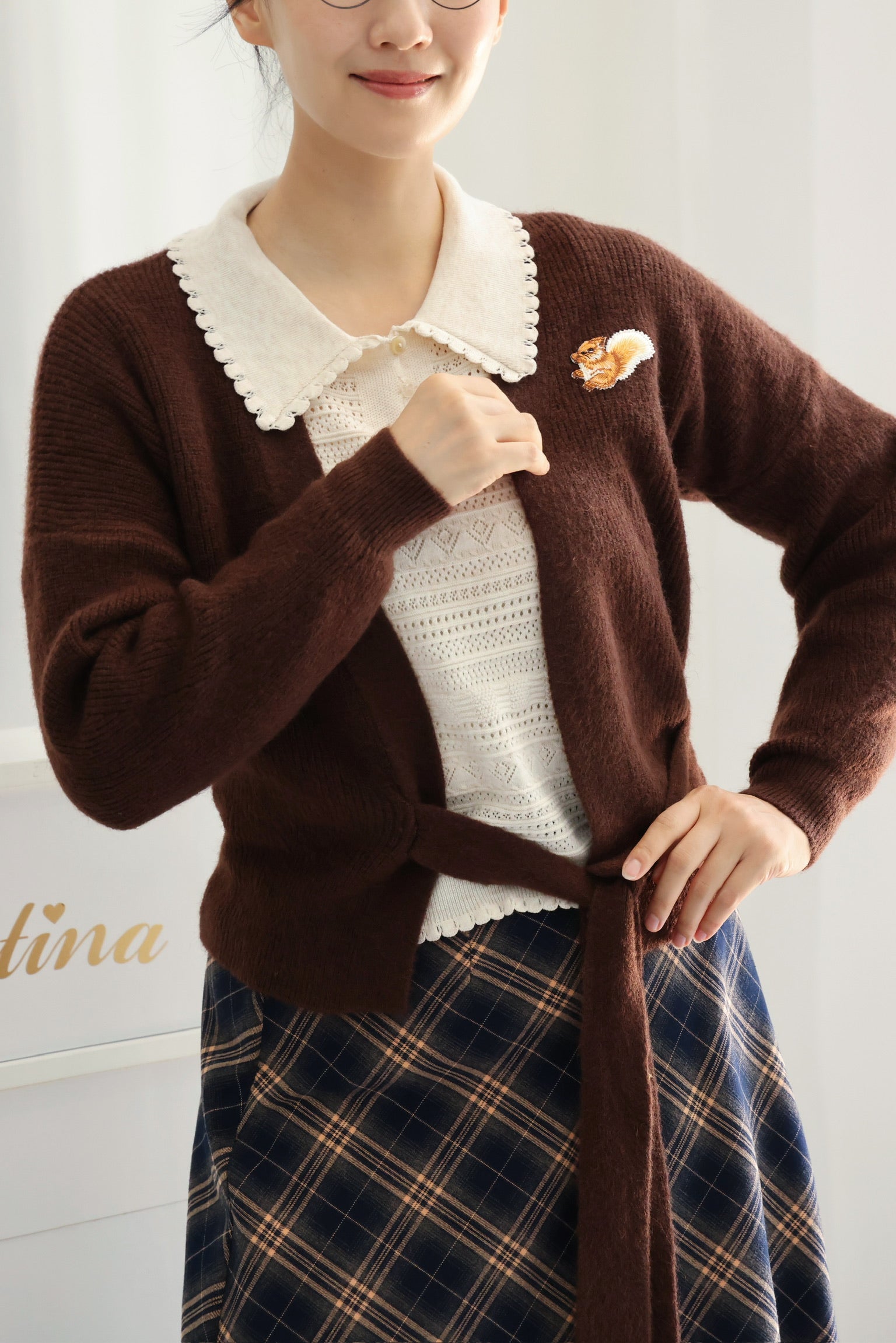 Autumn Squirrel Wrap Cardigan (Chestnut)