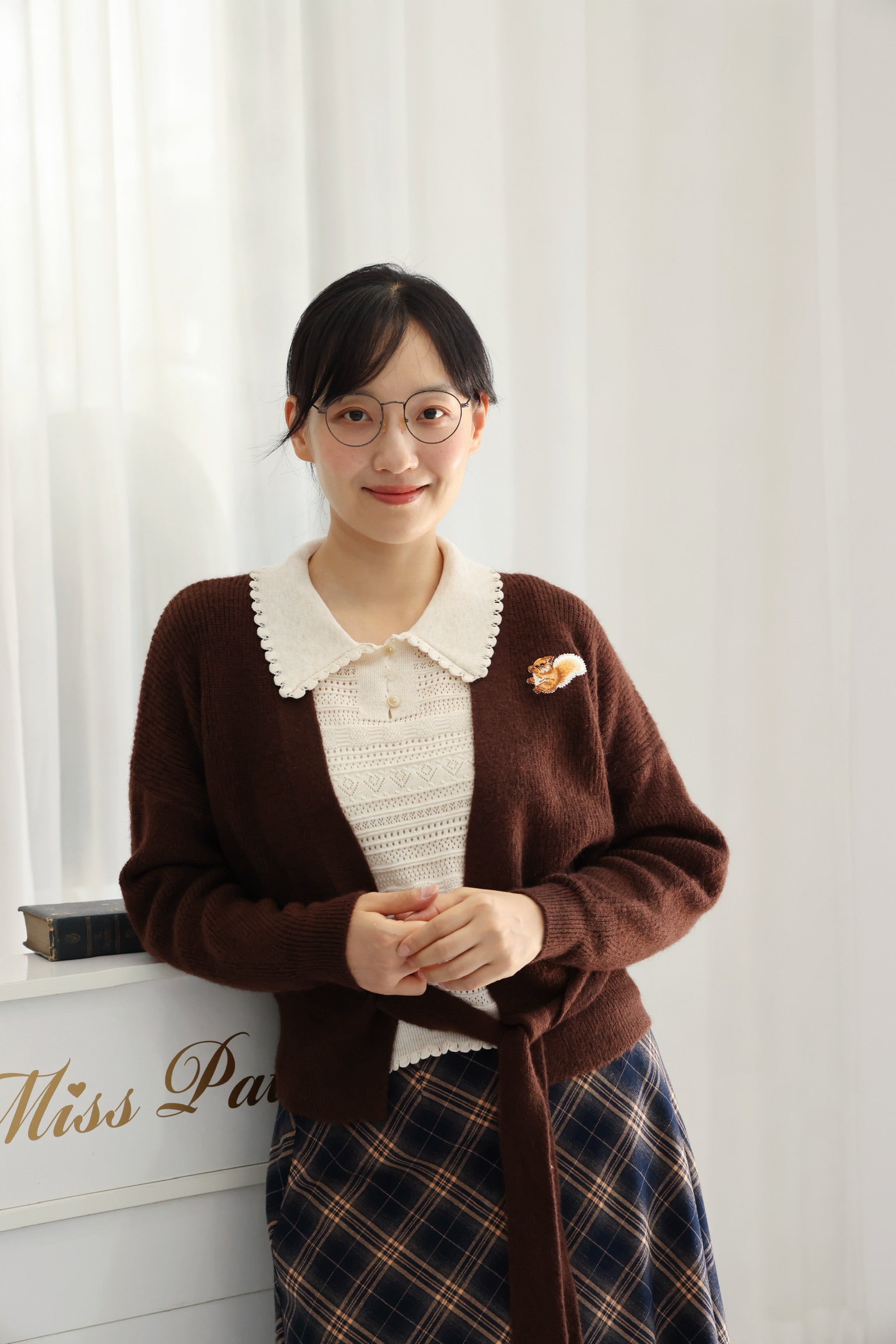 Autumn Squirrel Wrap Cardigan (Chestnut)