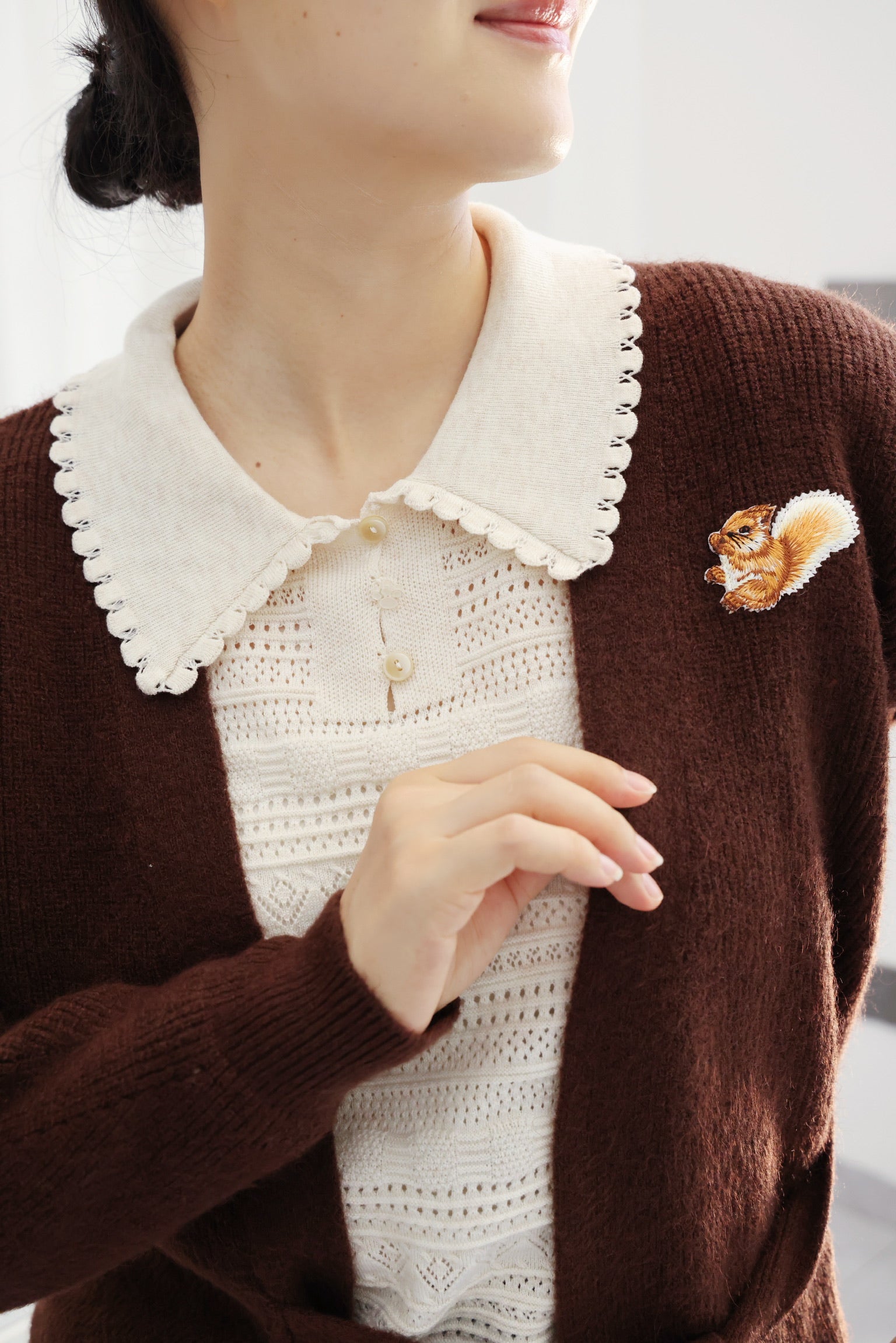 Autumn Squirrel Wrap Cardigan (Chestnut)