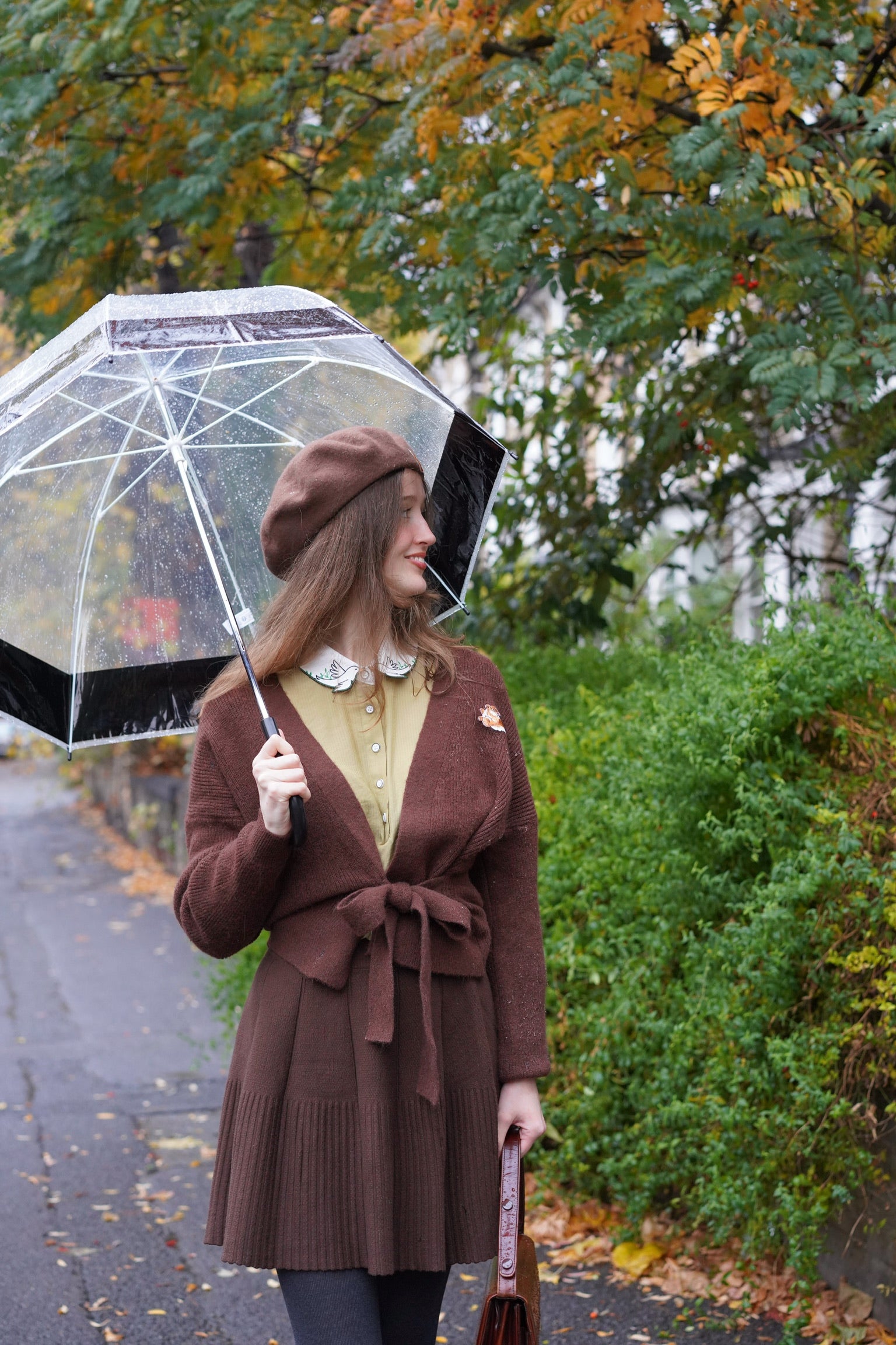 Autumn Squirrel Wrap Cardigan (Chestnut)