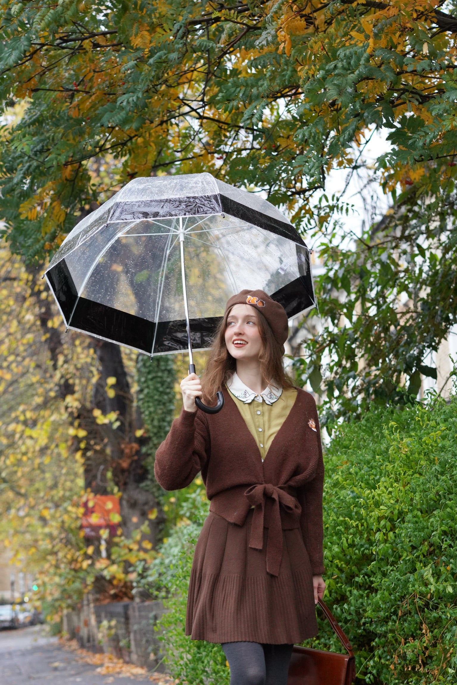 Autumn Squirrel Wrap Cardigan (Chestnut)