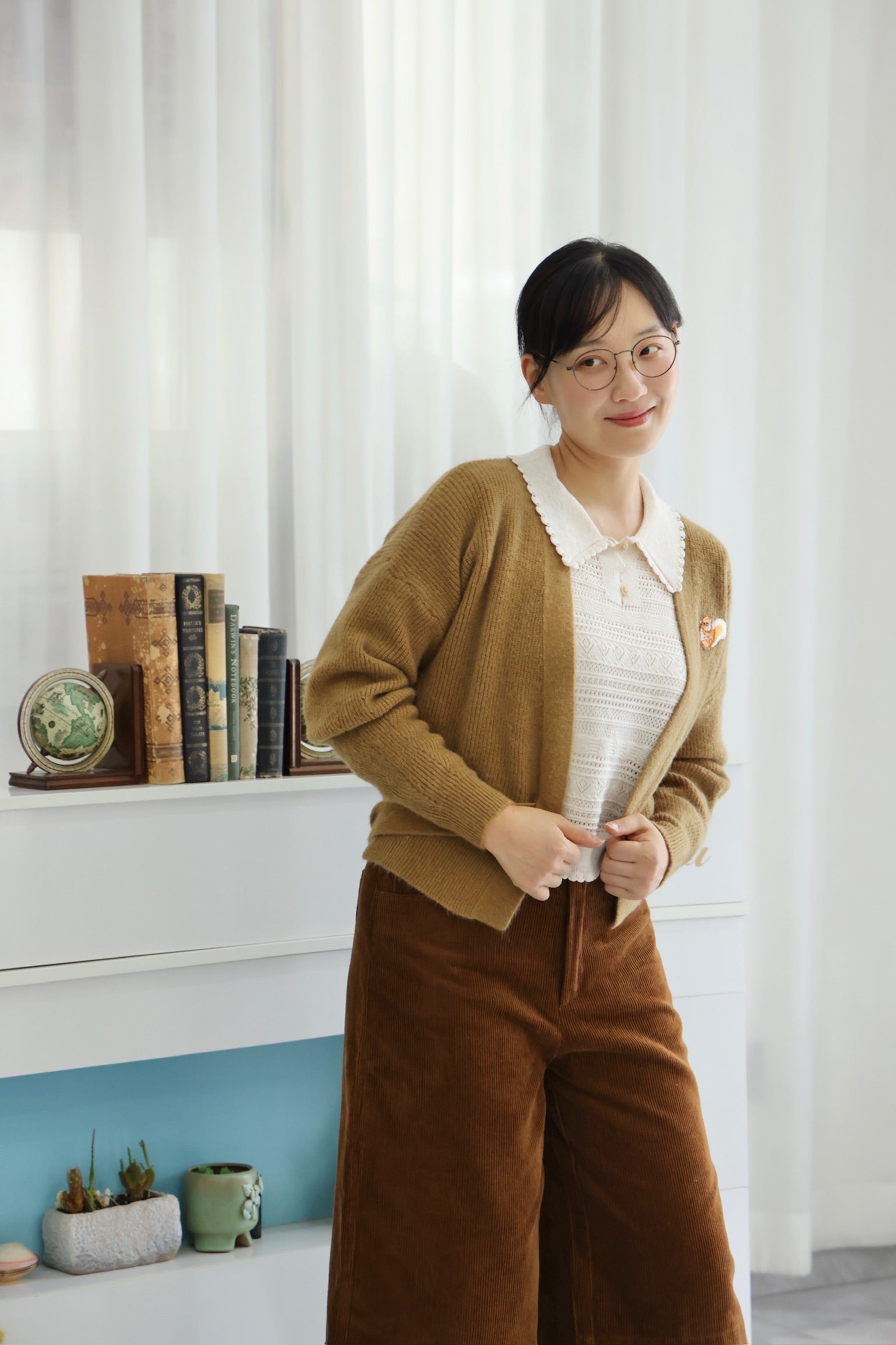 Autumn Squirrel Wrap Cardigan (Olive Brown)