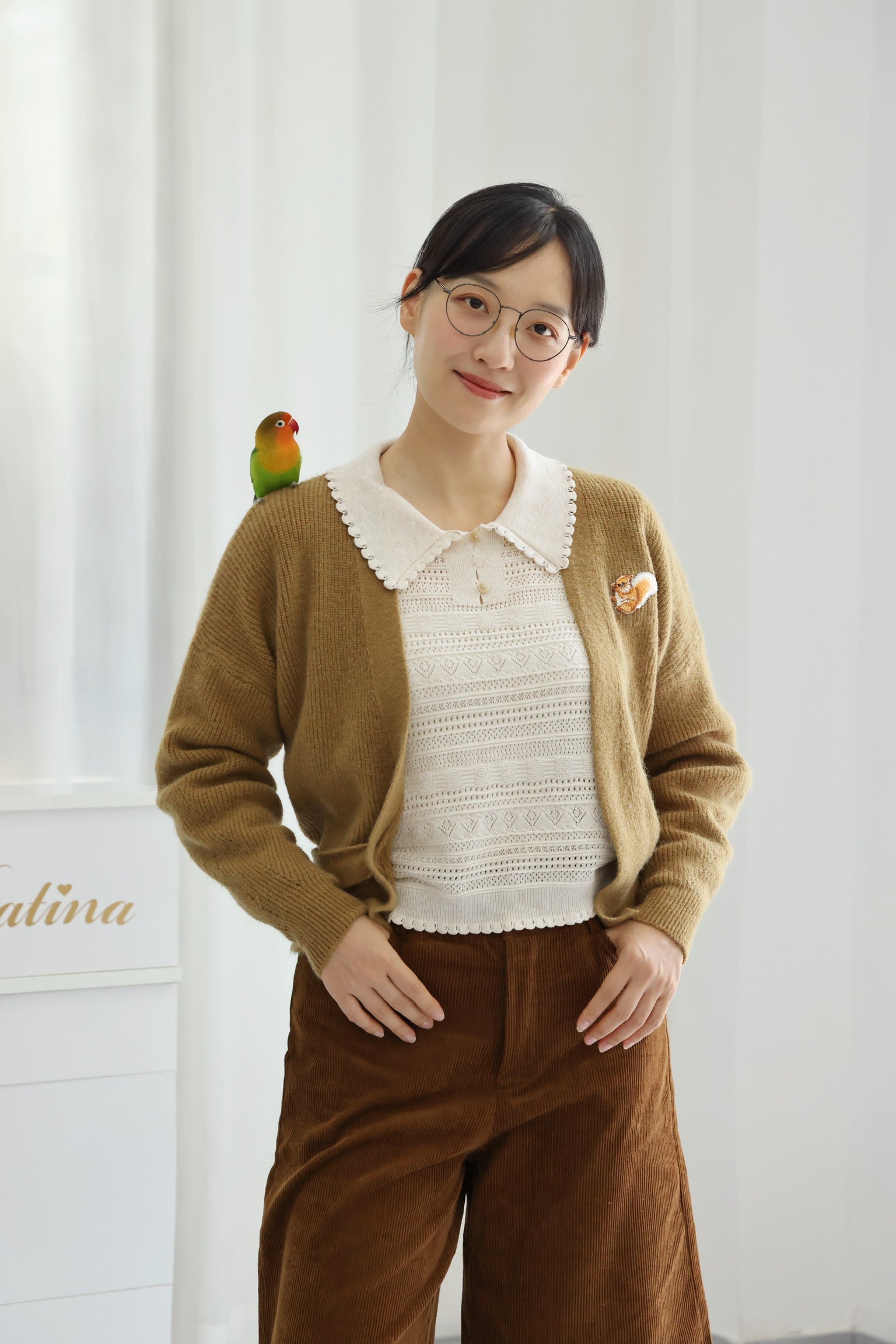 Autumn Squirrel Wrap Cardigan (Olive Brown)