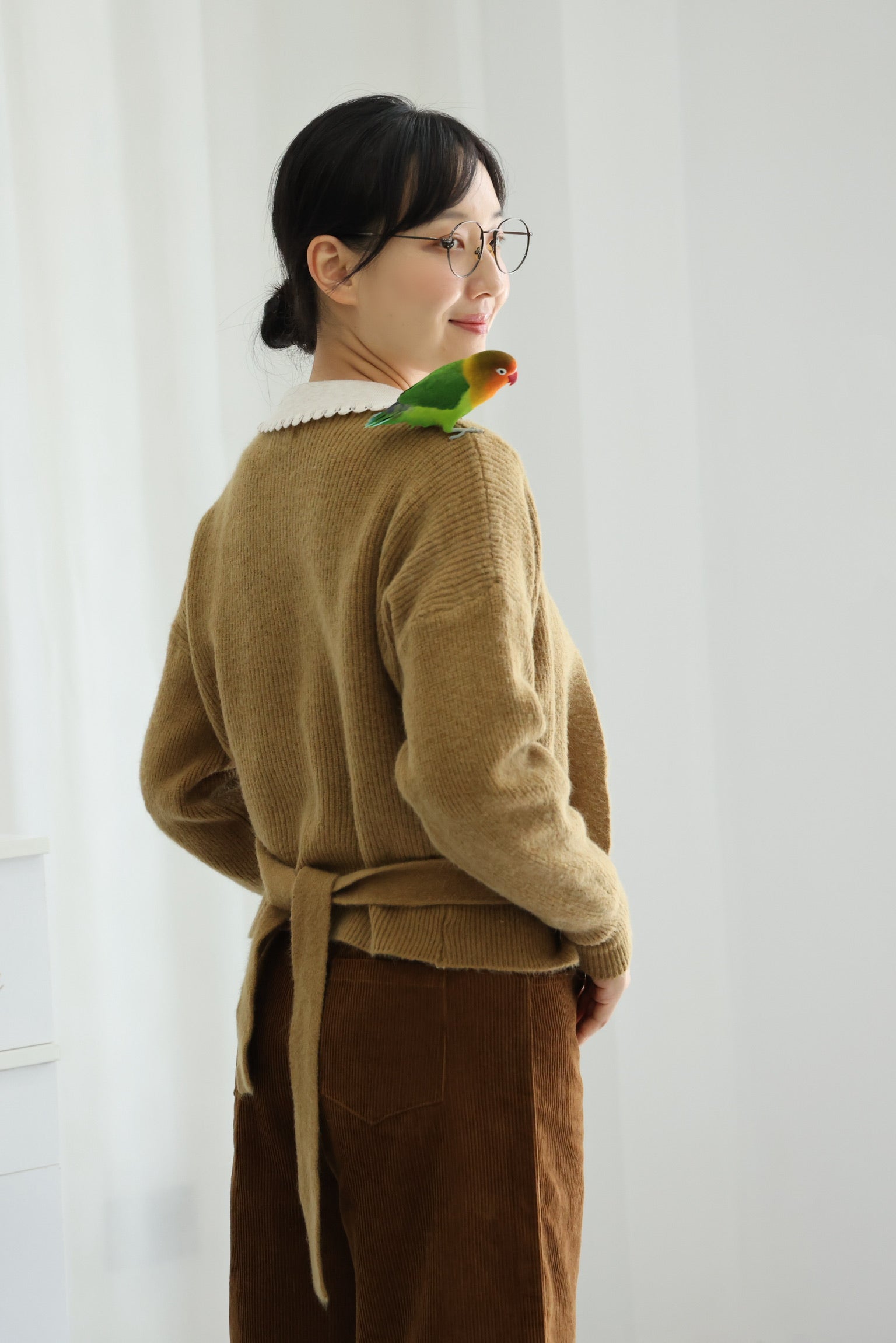 Autumn Squirrel Wrap Cardigan (Olive Brown)