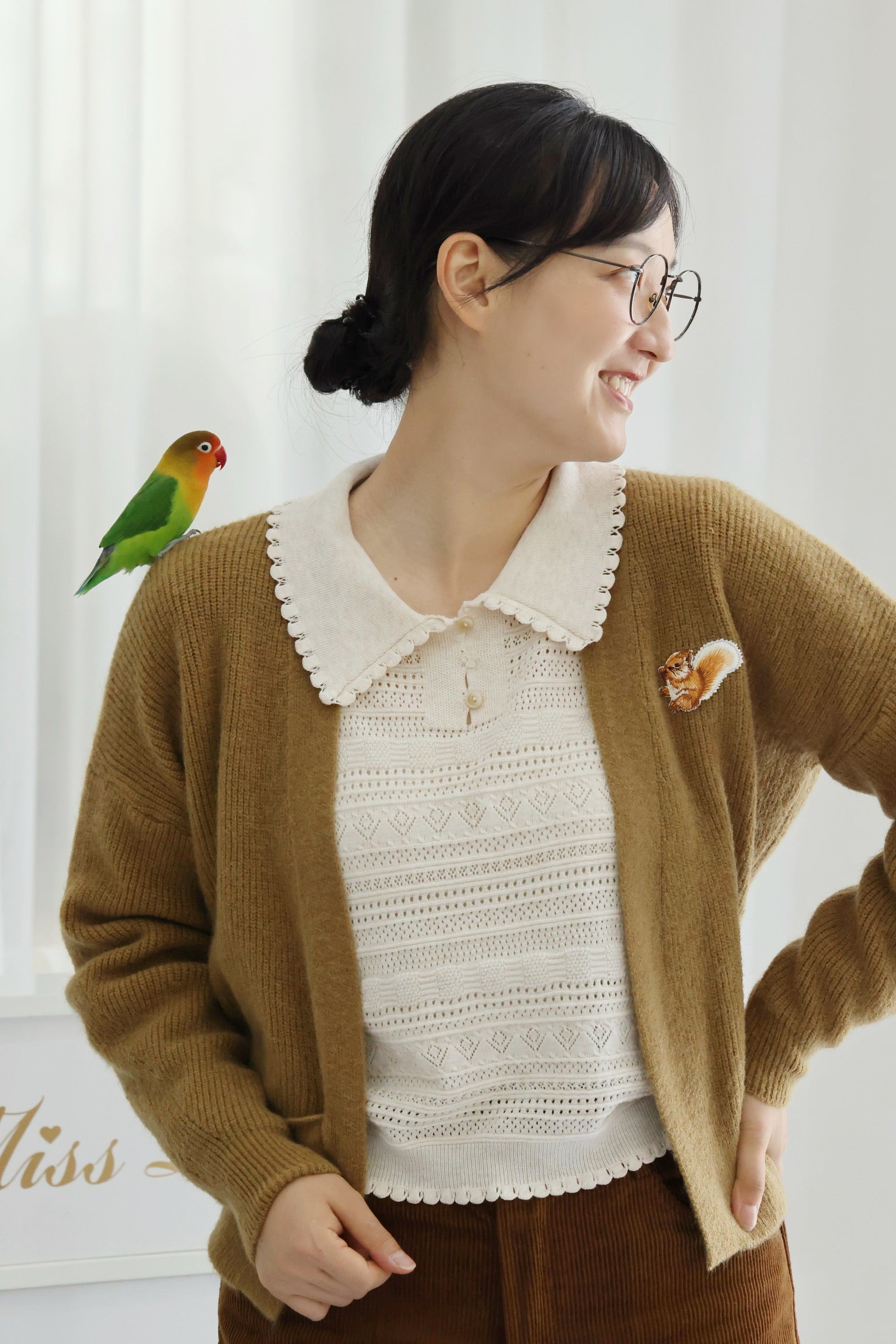 Autumn Squirrel Wrap Cardigan (Olive Brown)