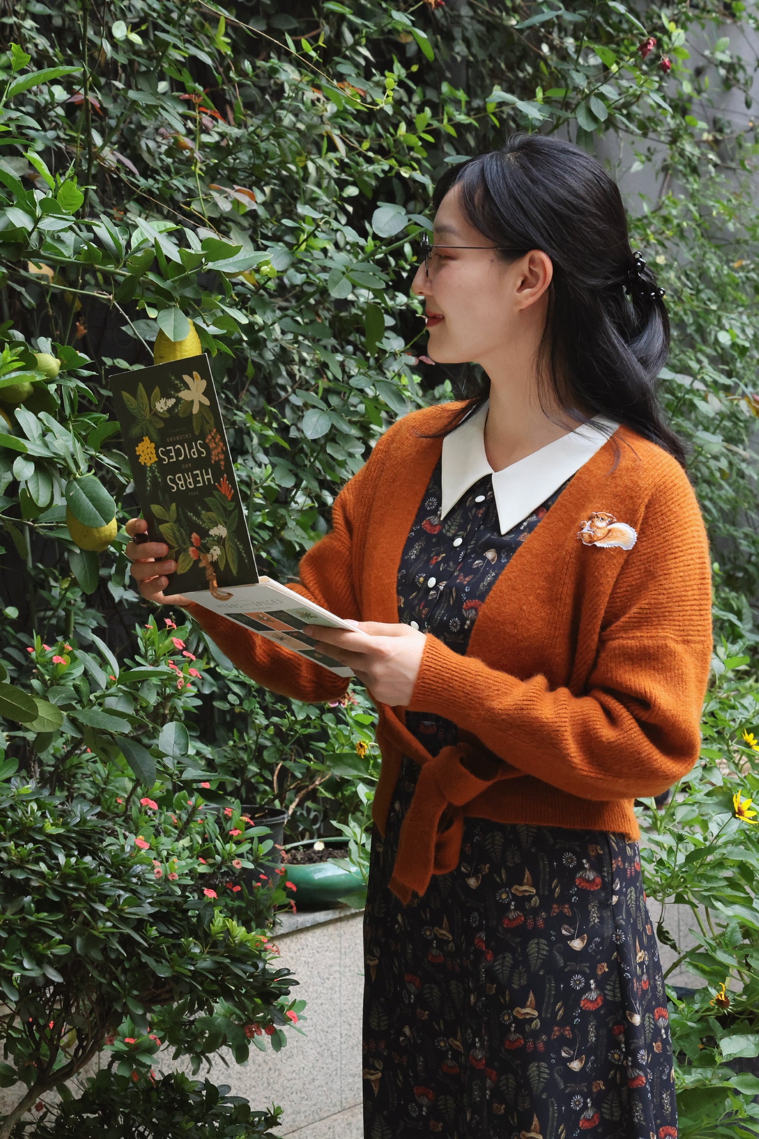 Autumn Squirrel Wrap Cardigan (Pumpkin)