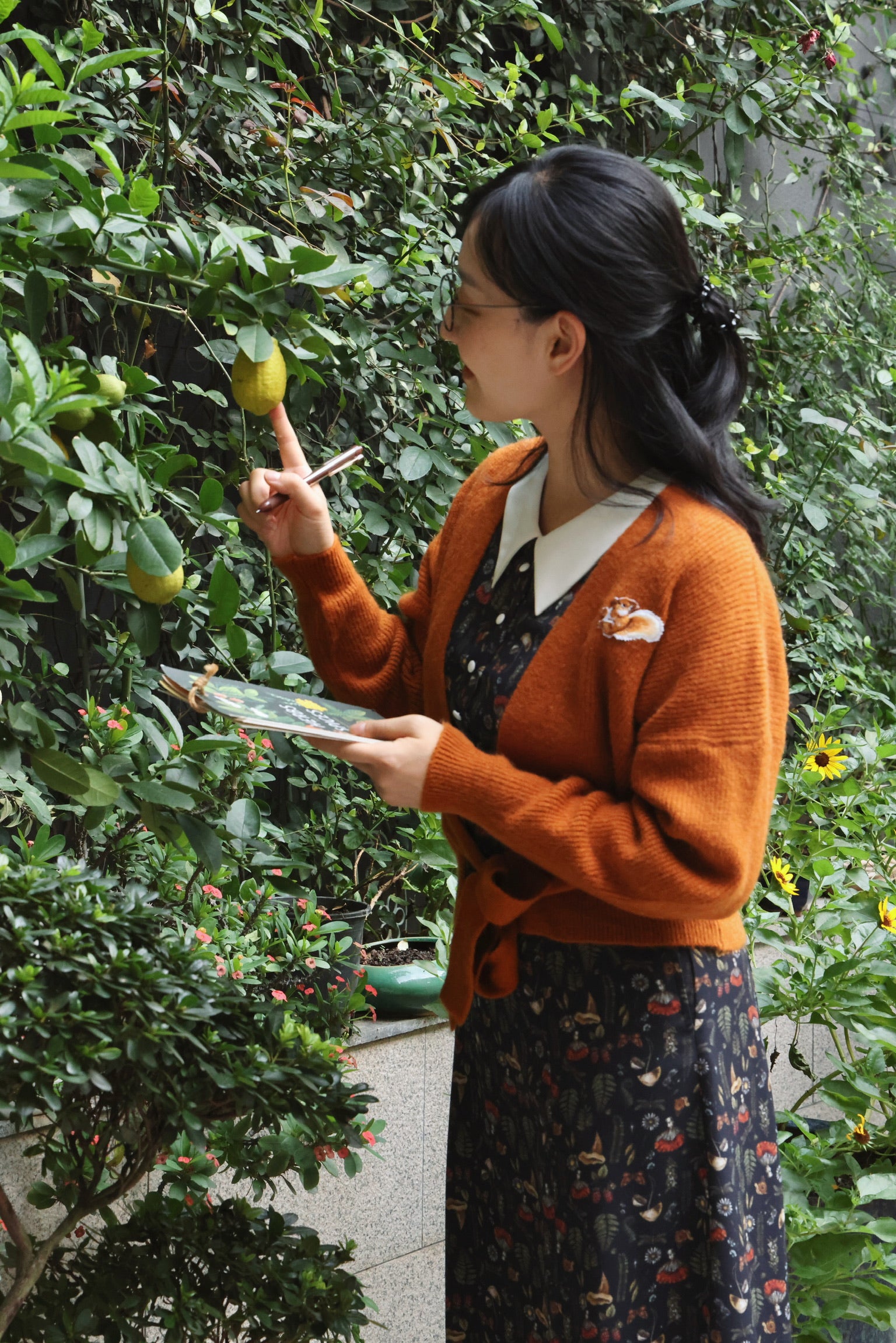 Autumn Squirrel Wrap Cardigan (Pumpkin)