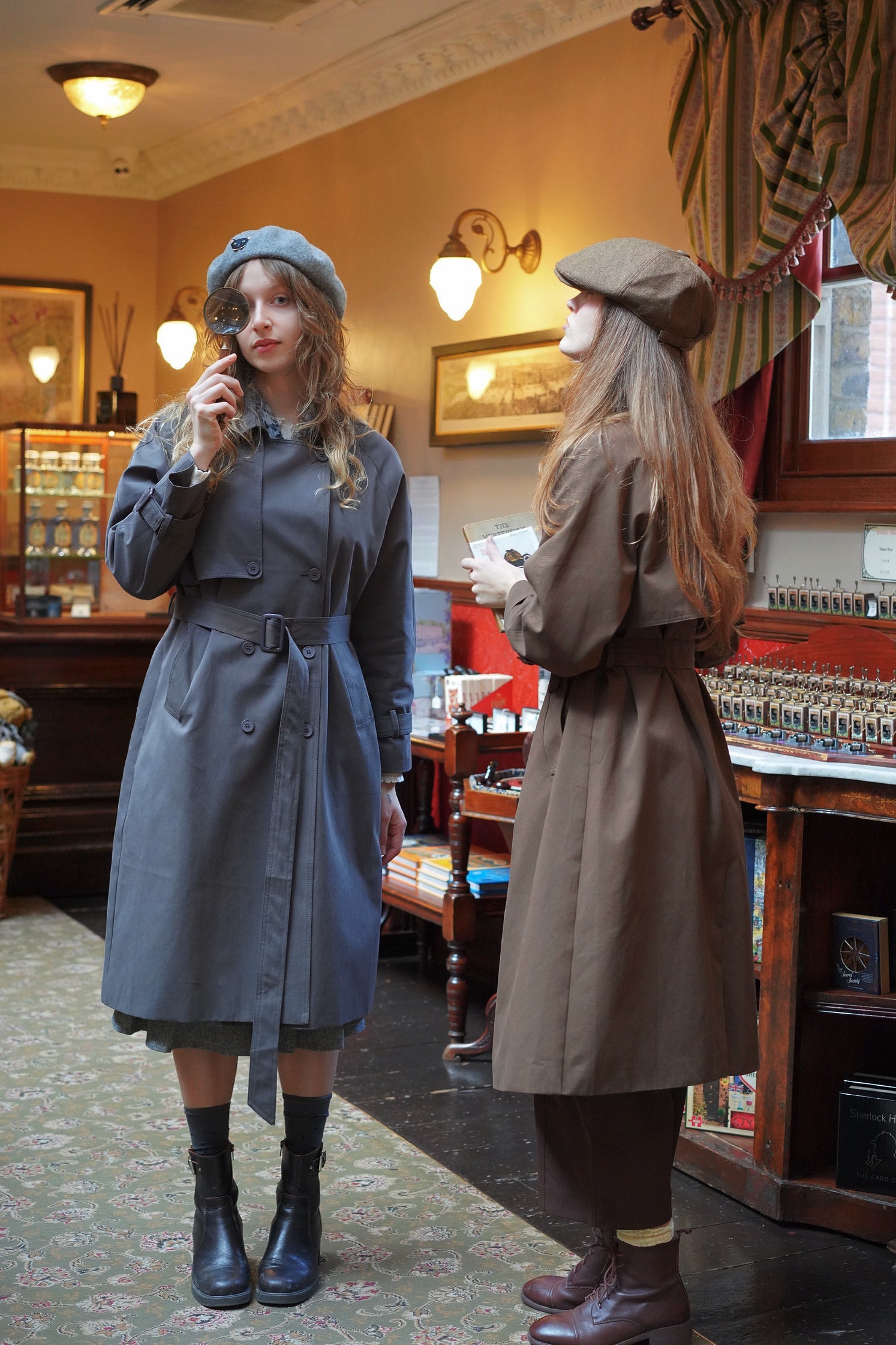 Baker Cat Trench Coat with scarf (London Grey)