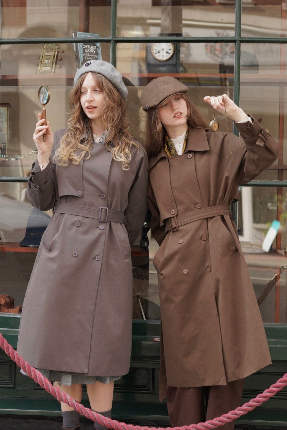 Baker Cat Trench Coat with scarf (London Grey)