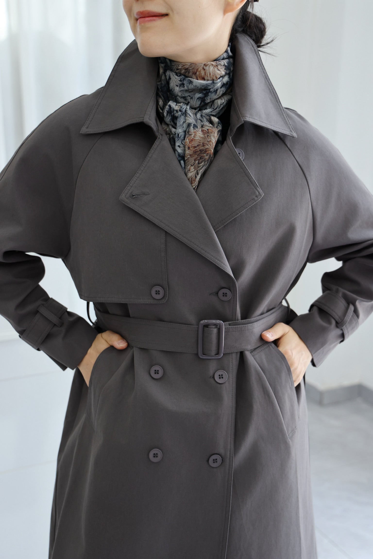 Baker Cat Trench Coat with scarf (London Grey)