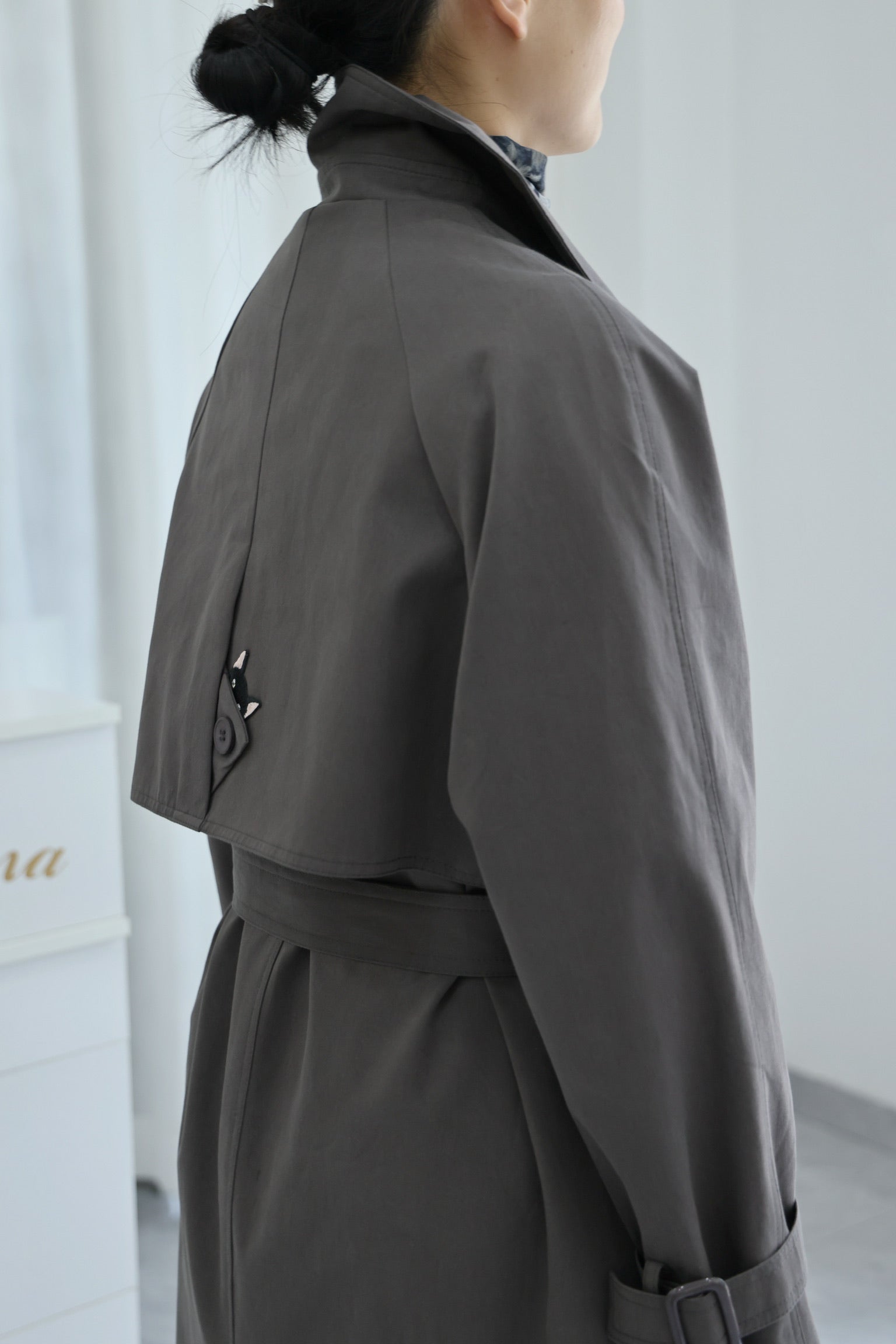 Baker Cat Trench Coat with scarf (London Grey)