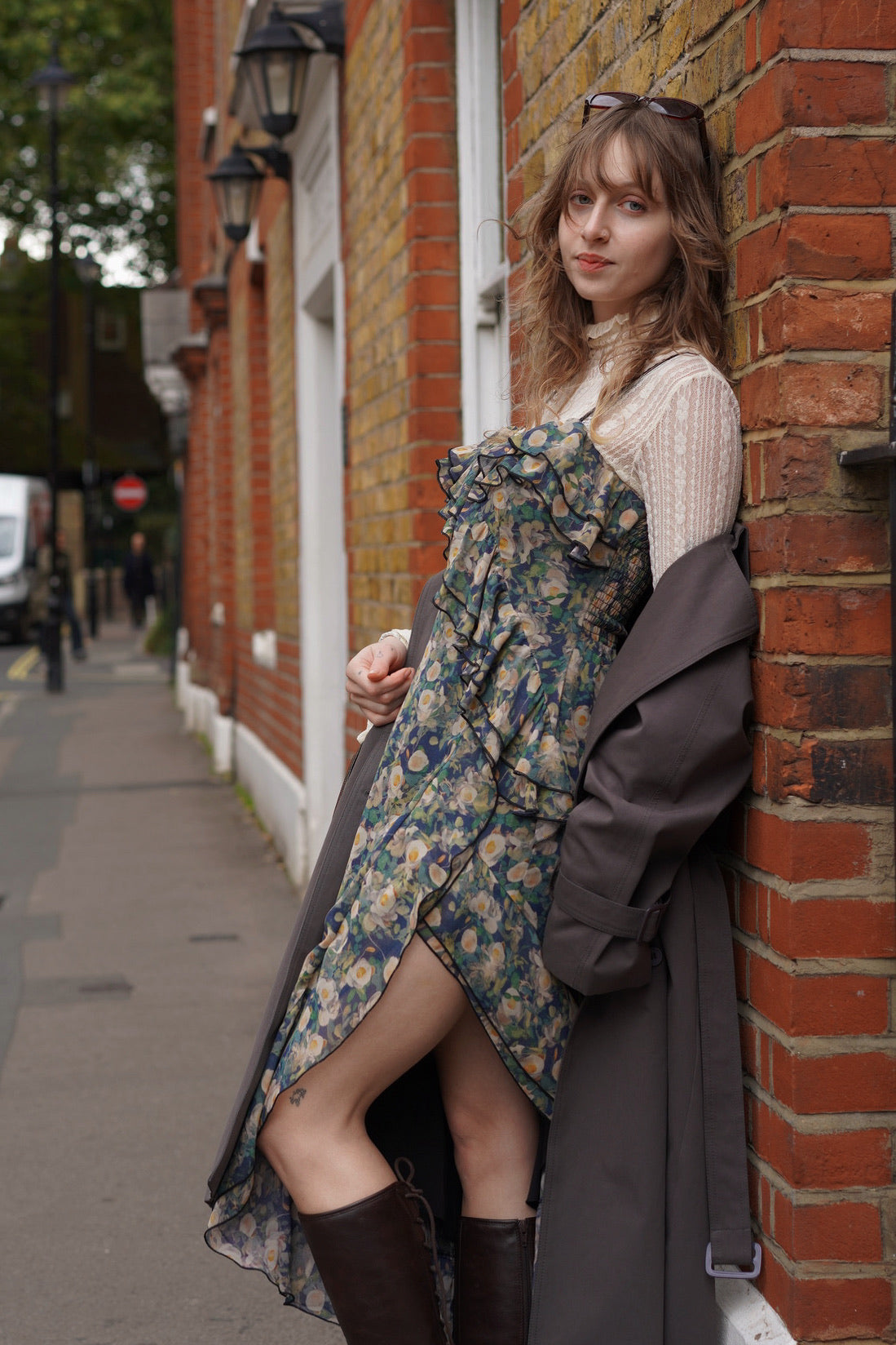 BakerCatTrenchCoatwithscarf_LondonGrey_TheWildflowerSlipDress_FullBloom_2.jpg