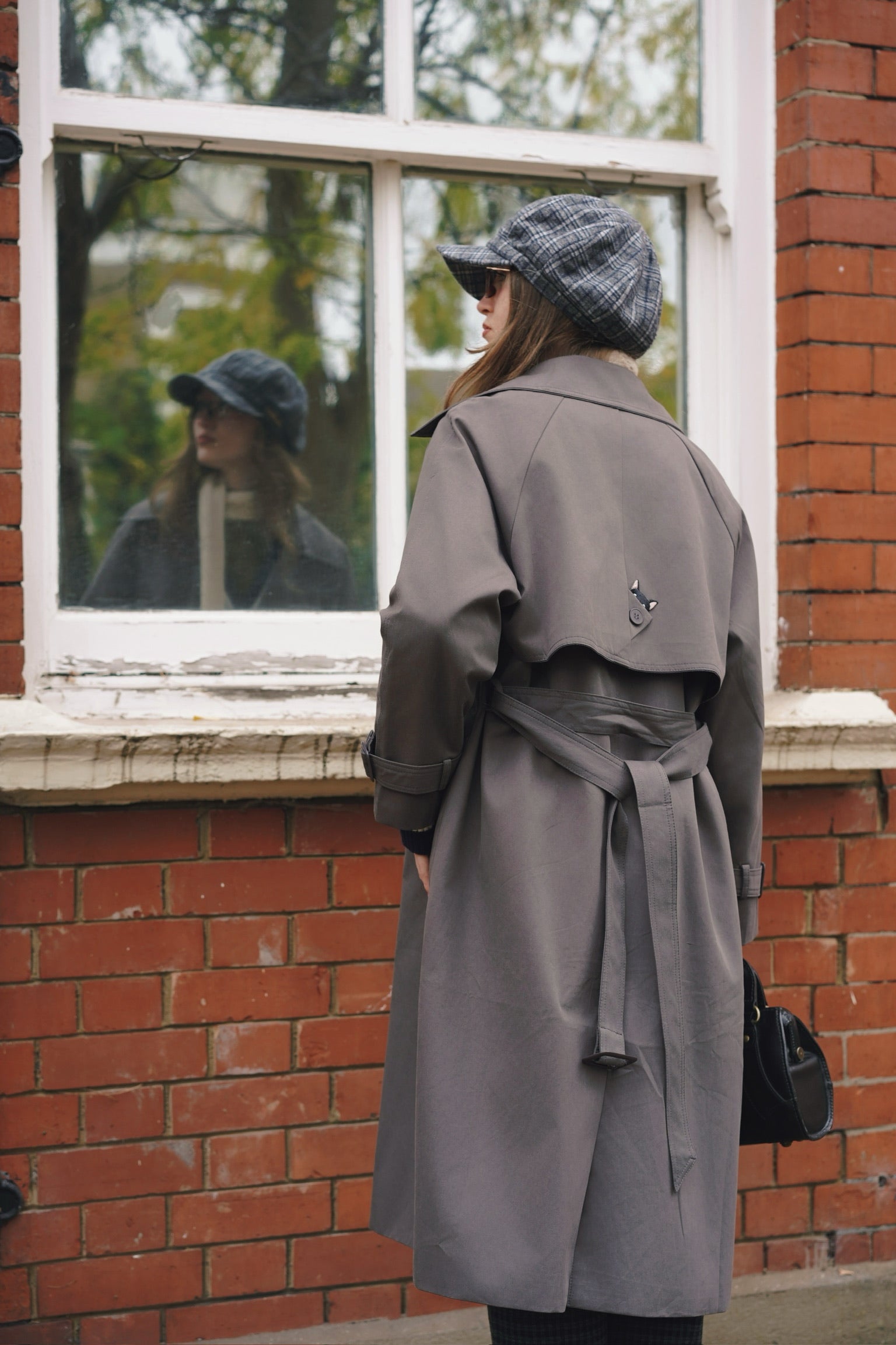 Baker Cat Trench Coat with scarf (London Grey)