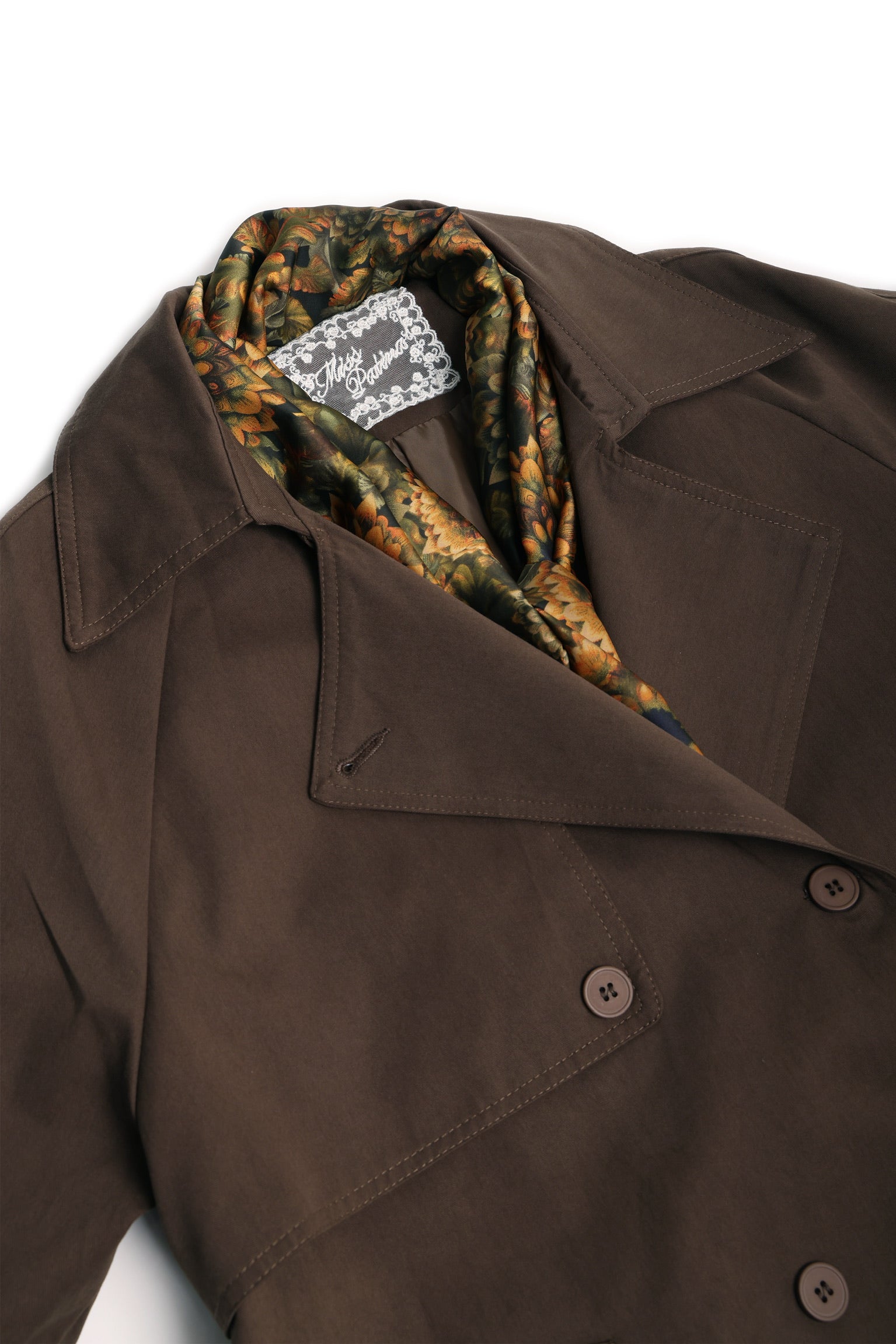 Baker Cat Trench Coat with scarf (Warm Chocolate)