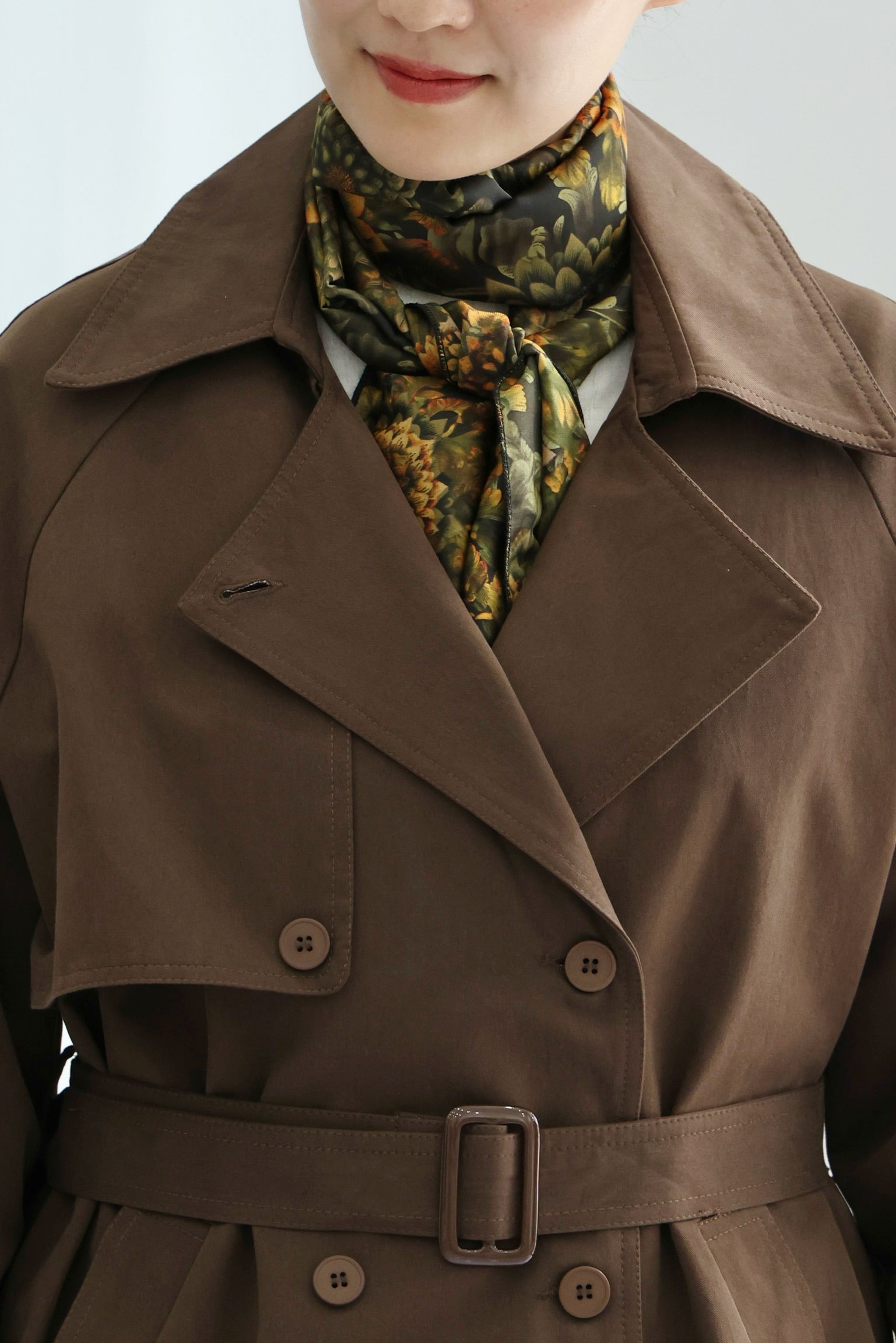 Baker Cat Trench Coat with scarf (Warm Chocolate)