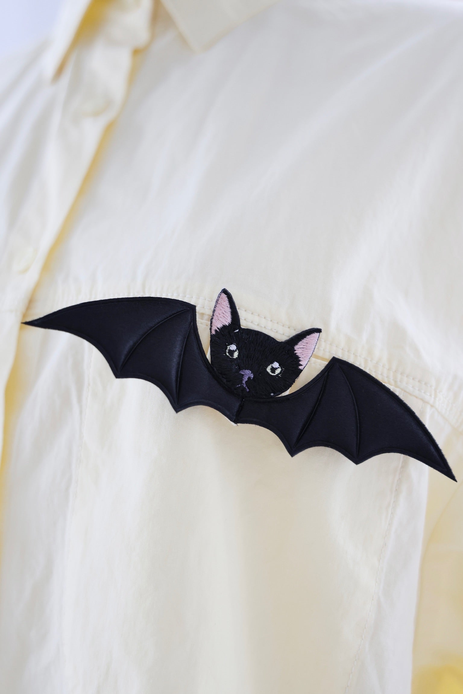 Bat Cat Cotton Shirt (Custard Yellow)