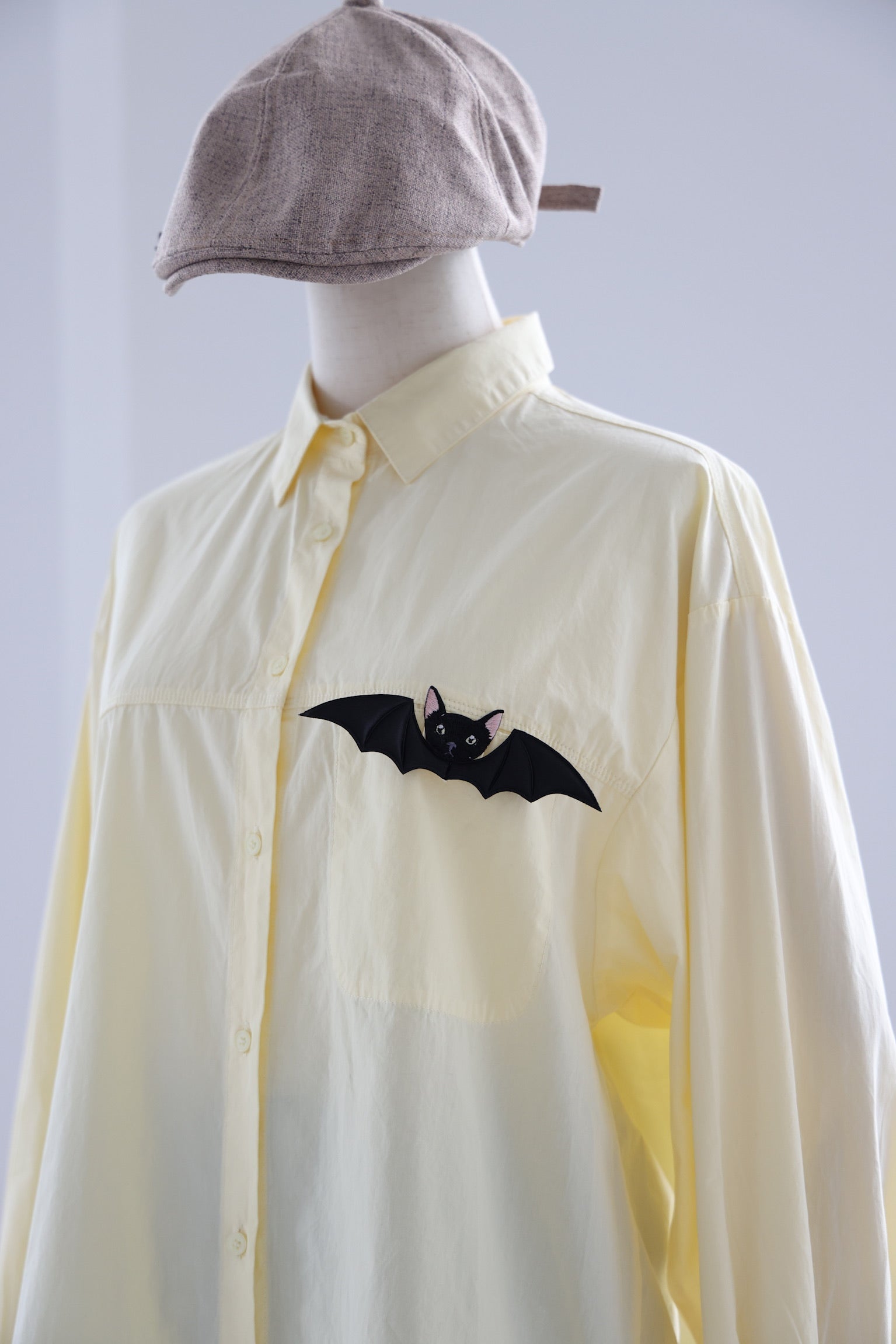 Bat Cat Cotton Shirt (Custard Yellow)