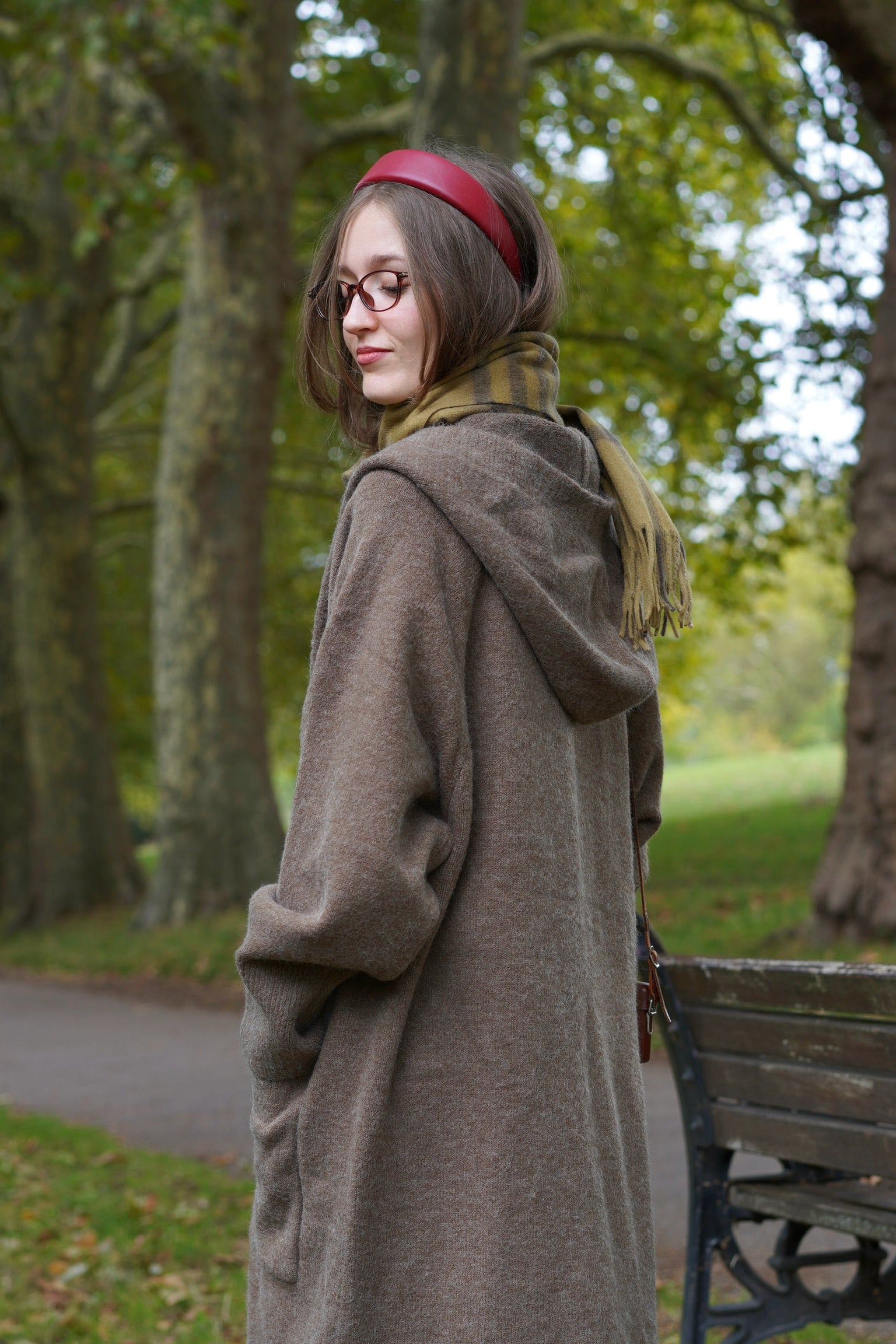 Bibliocat Hoodie Oversized Knit Coat