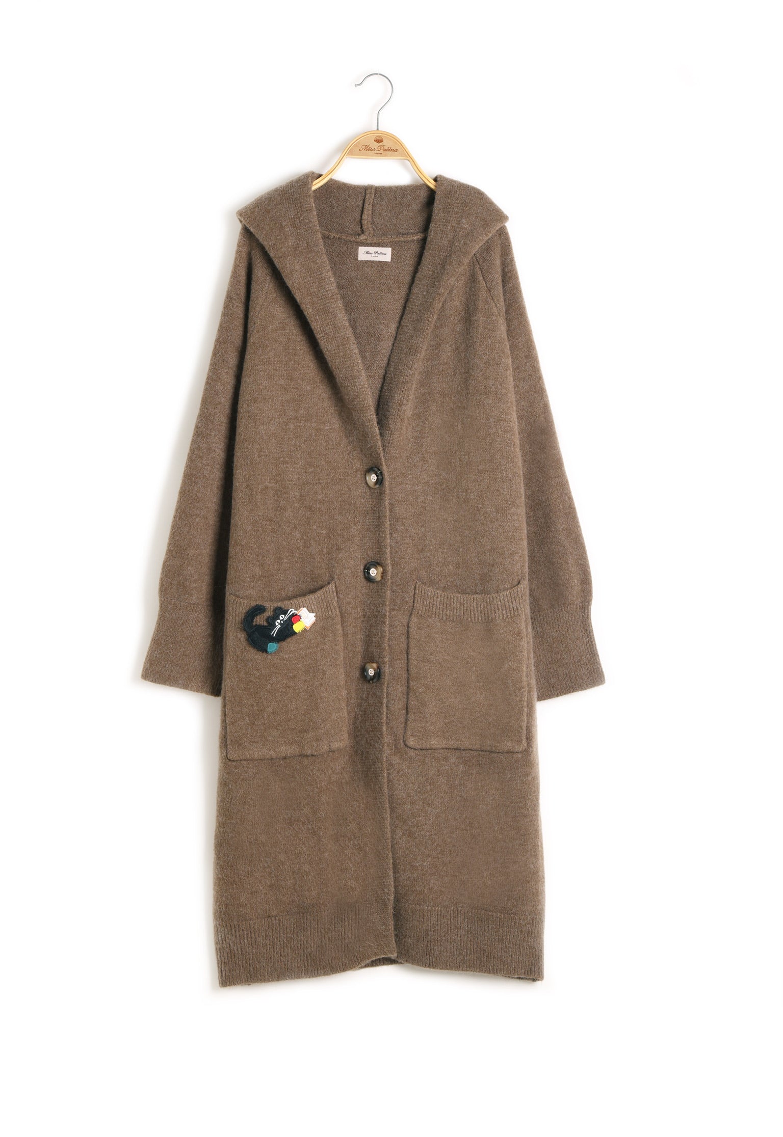 Bibliocat Hoodie Oversized Knit Coat