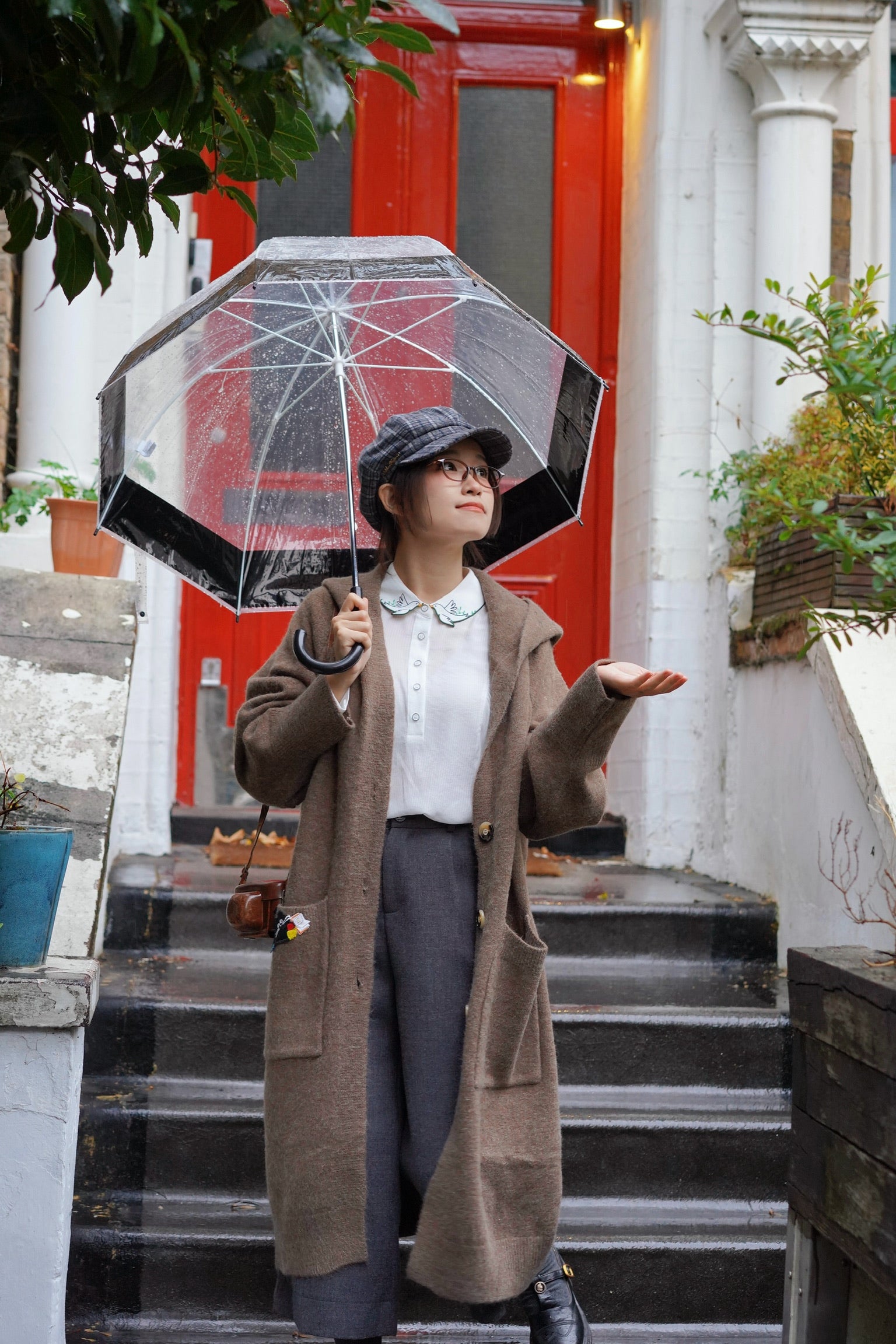 Bibliocat Hoodie Oversized Knit Coat