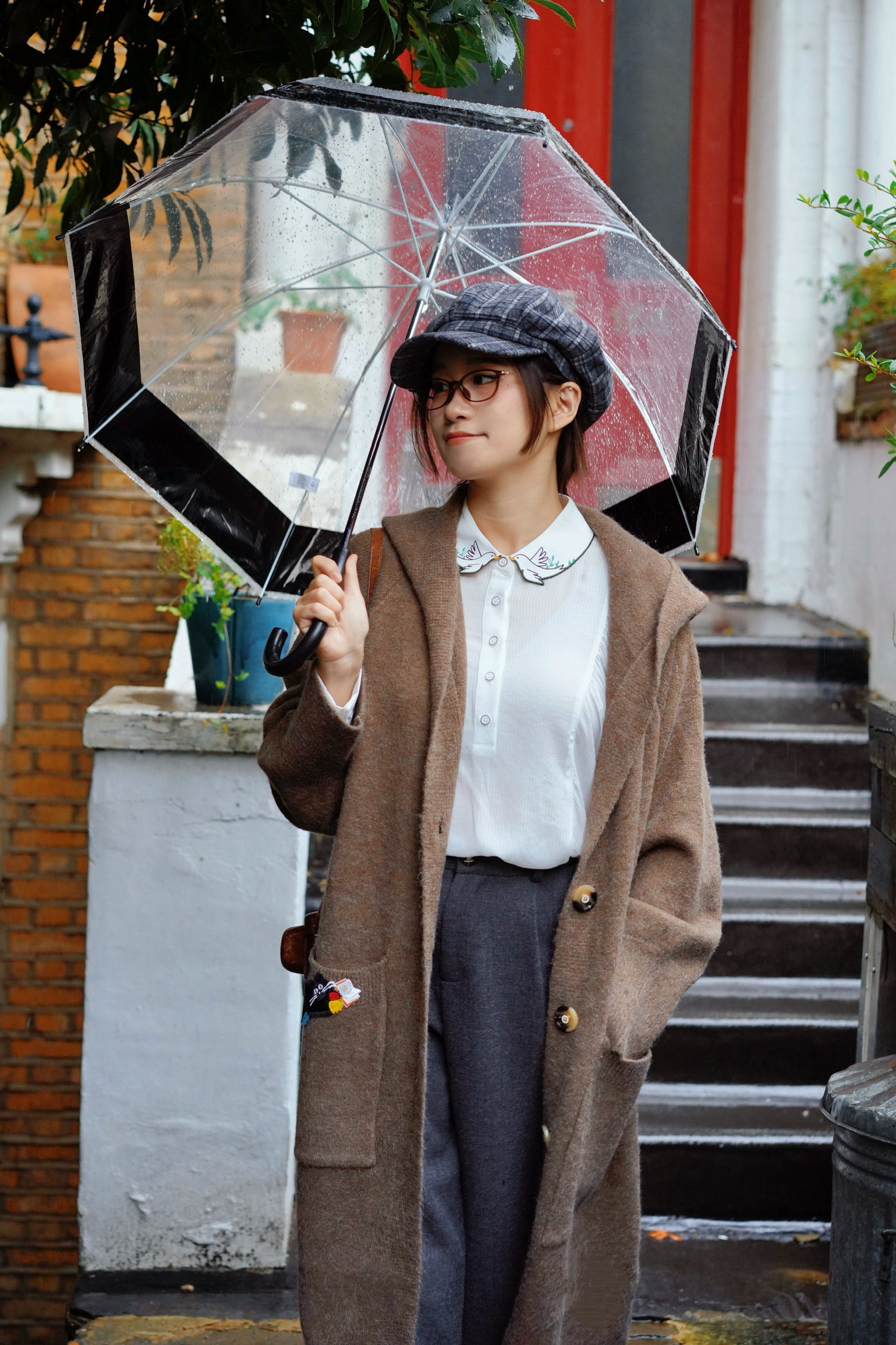 Bibliocat Hoodie Oversized Knit Coat