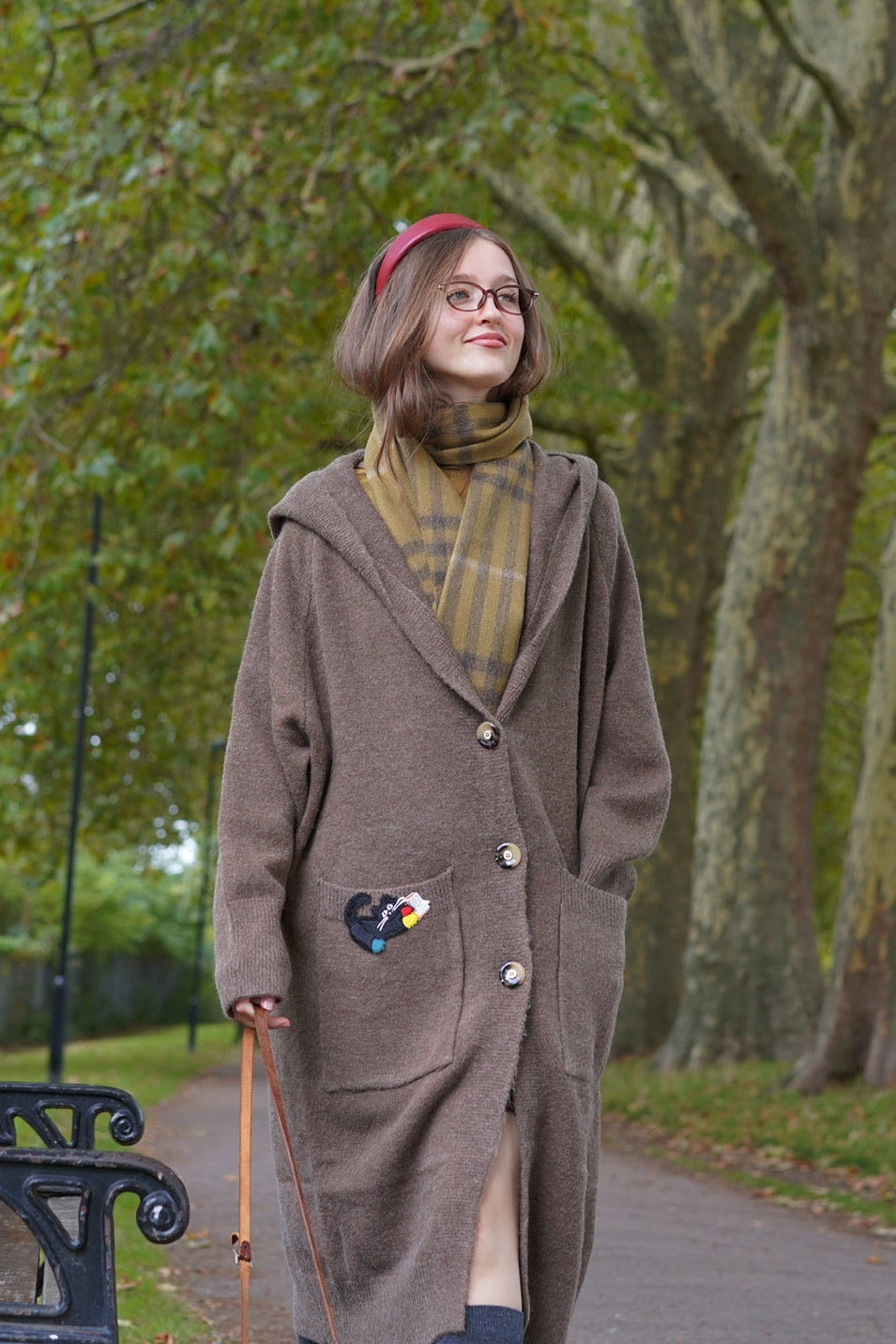 Bibliocat Hoodie Oversized Knit Coat