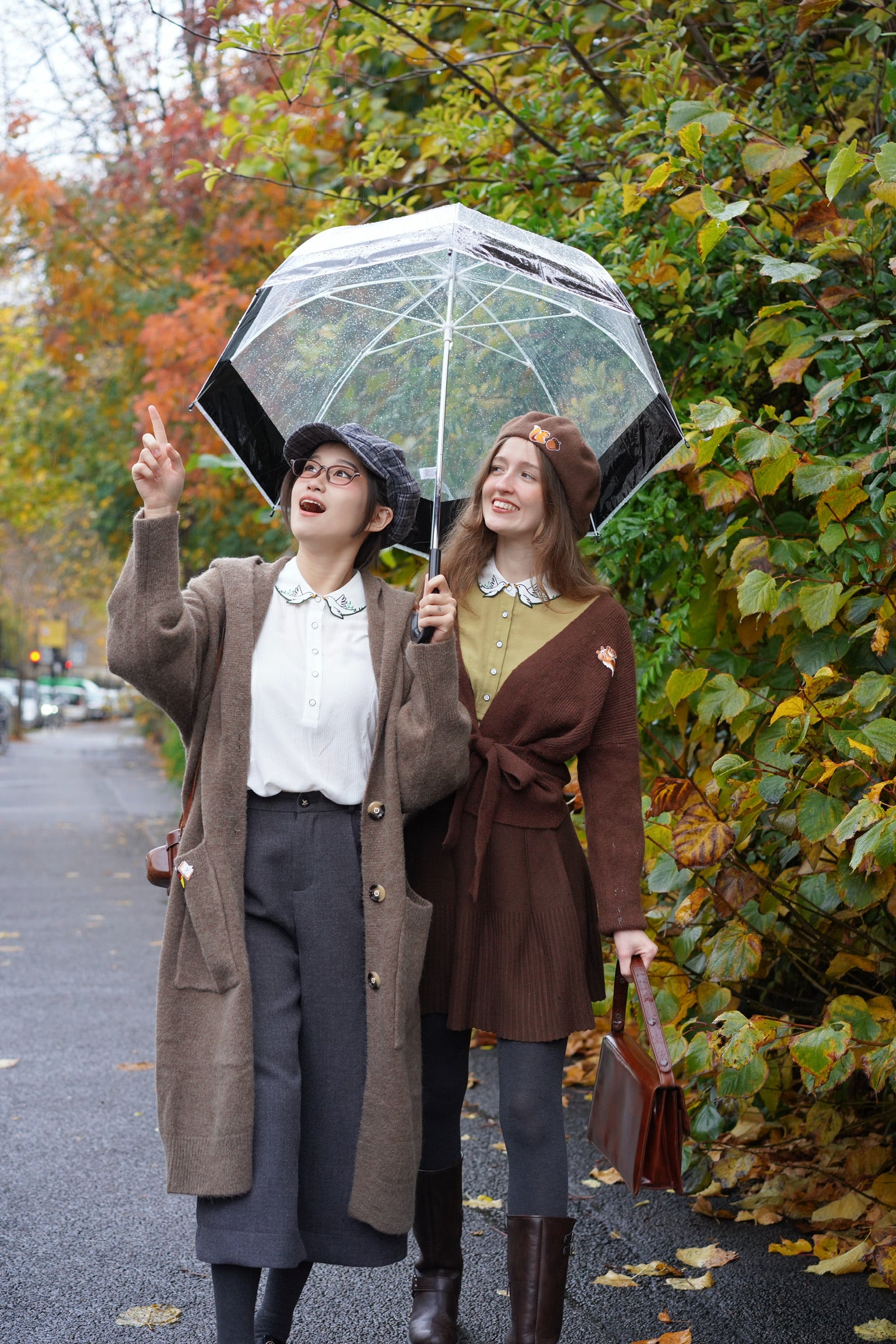 Autumn Squirrel Wrap Cardigan (Chestnut)