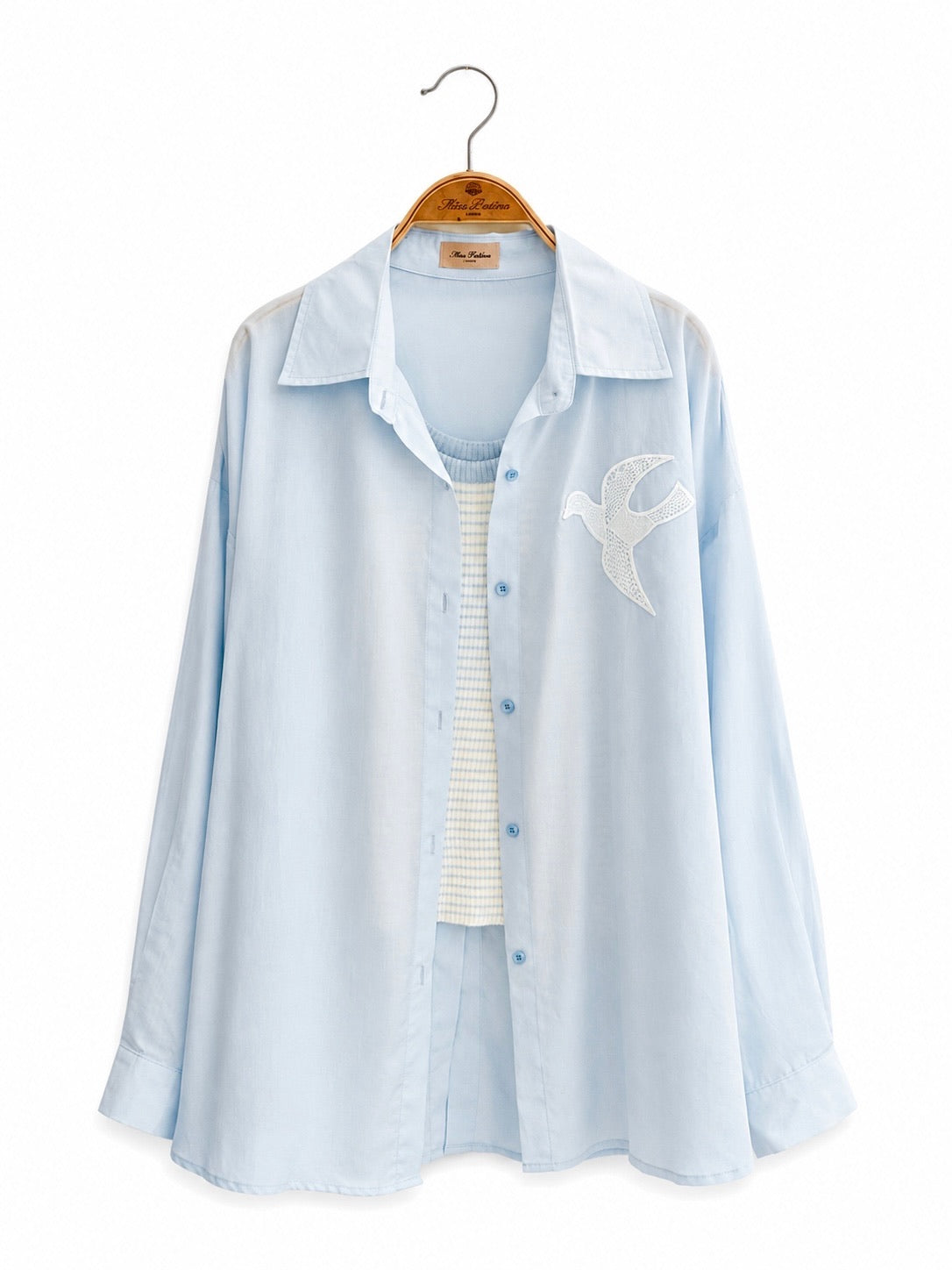 Birdsong Lyocell Shirt Set (Pastel Blue)