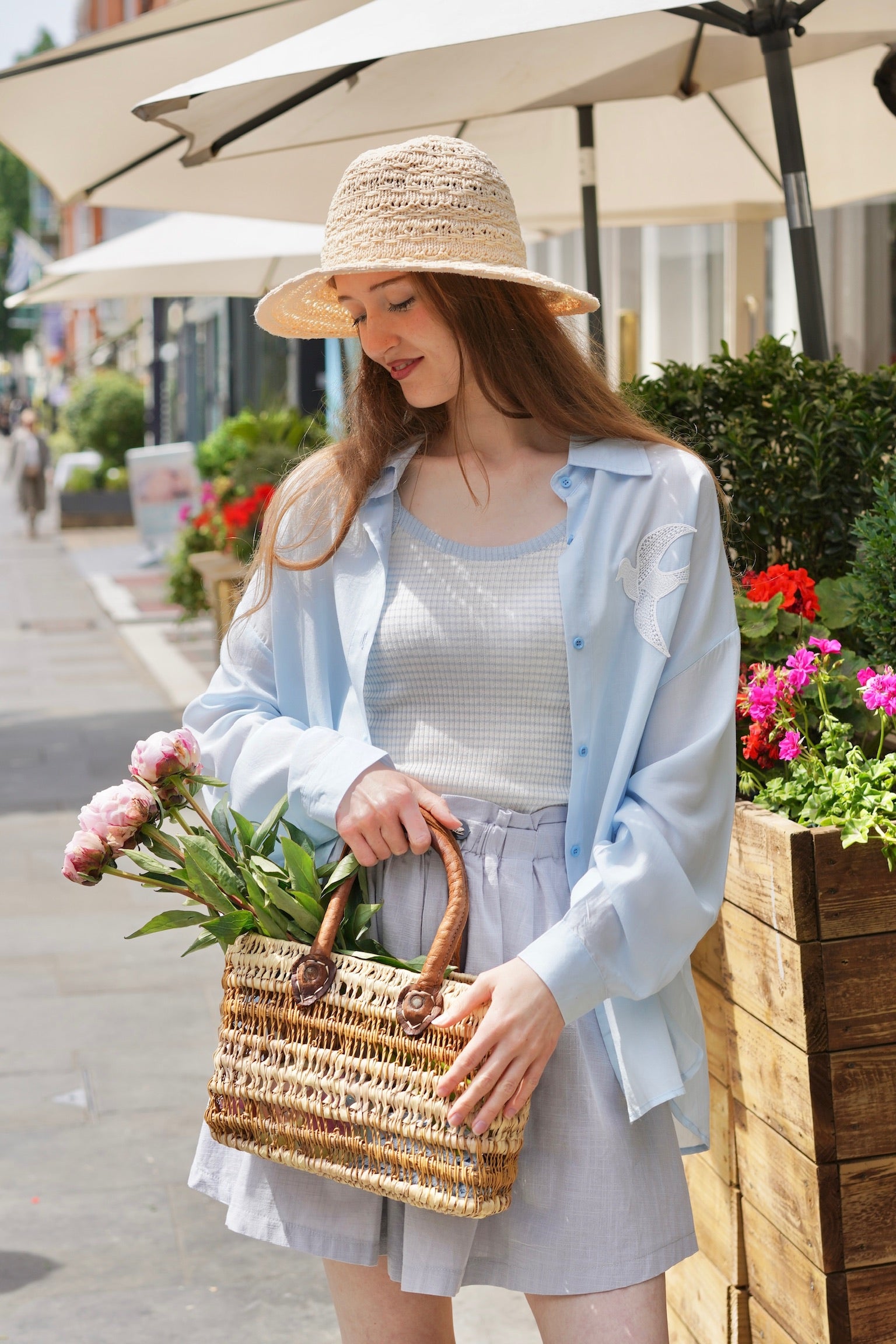 Birdsong Lyocell Shirt Set (Pastel Blue)