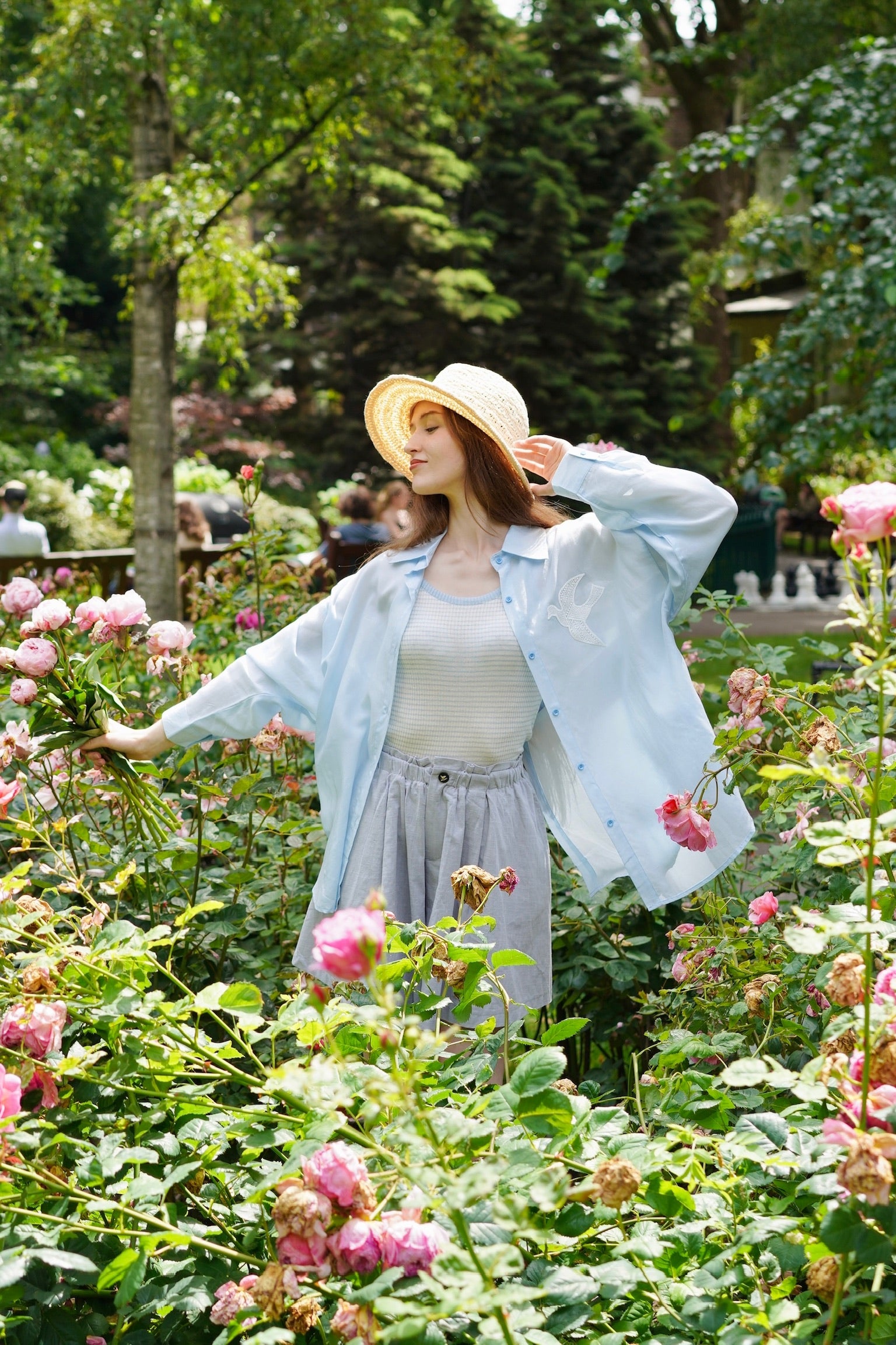 Birdsong Lyocell Shirt Set (Pastel Blue)