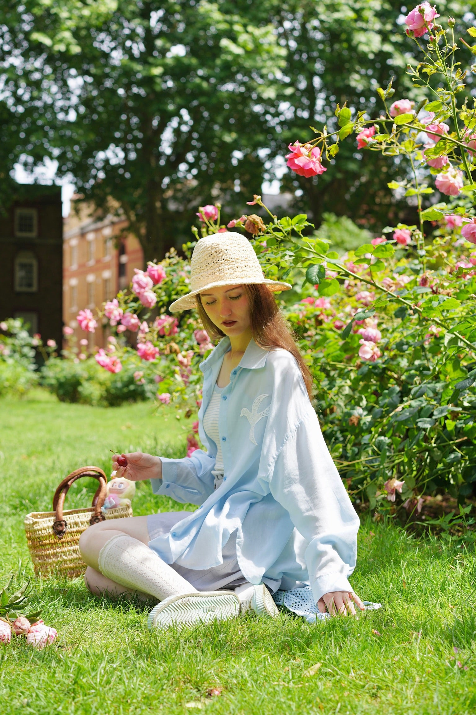 Birdsong Lyocell Shirt Set (Pastel Blue)